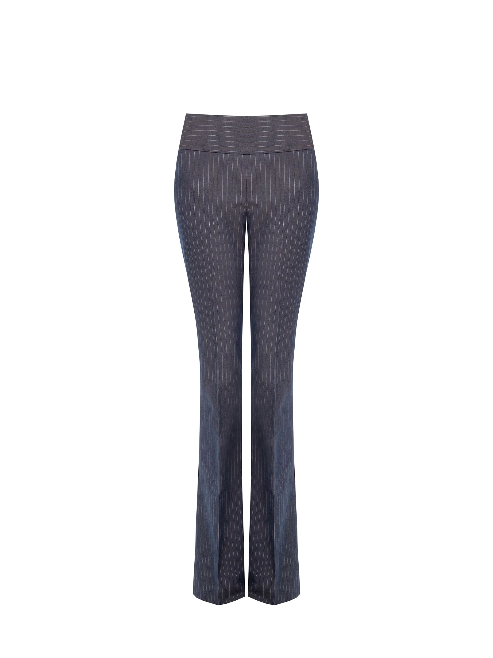 Pantalone gessato blu mid flared - Image 6