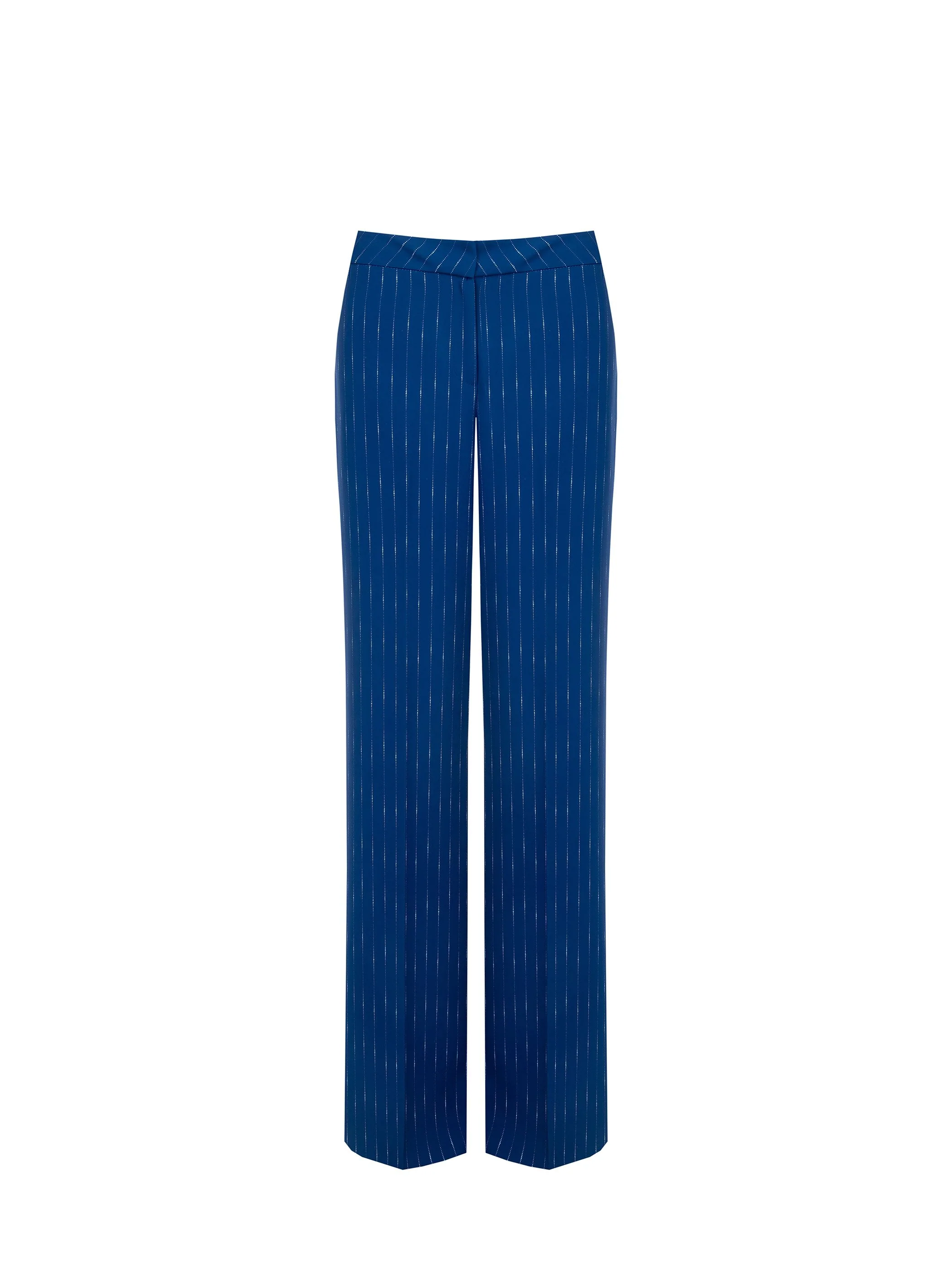 Pantalone gessato gamba ampia blu brillante a vita bassa - Image 6