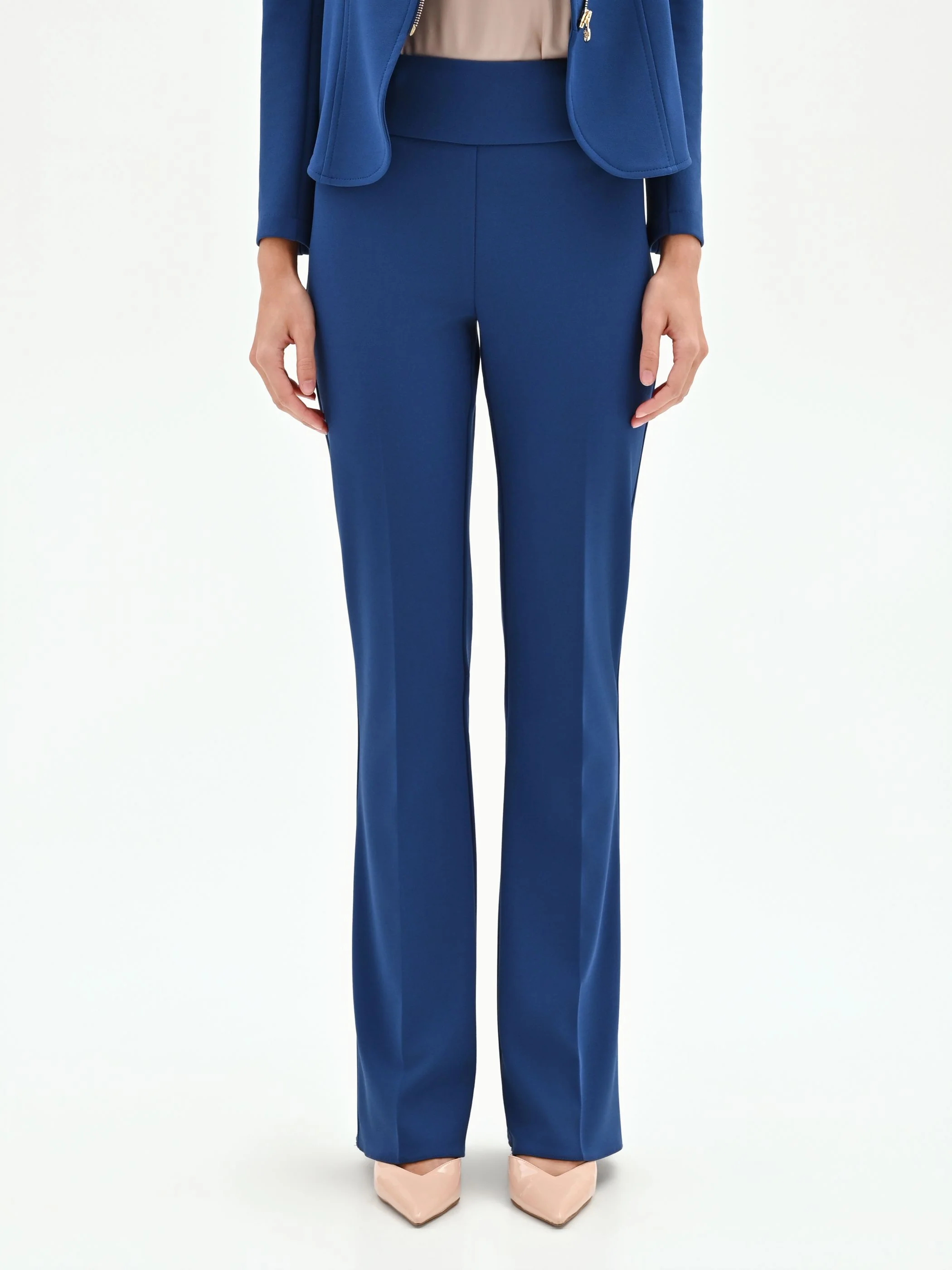 Pantalone mid flared blu brillante con fascione - Image 2