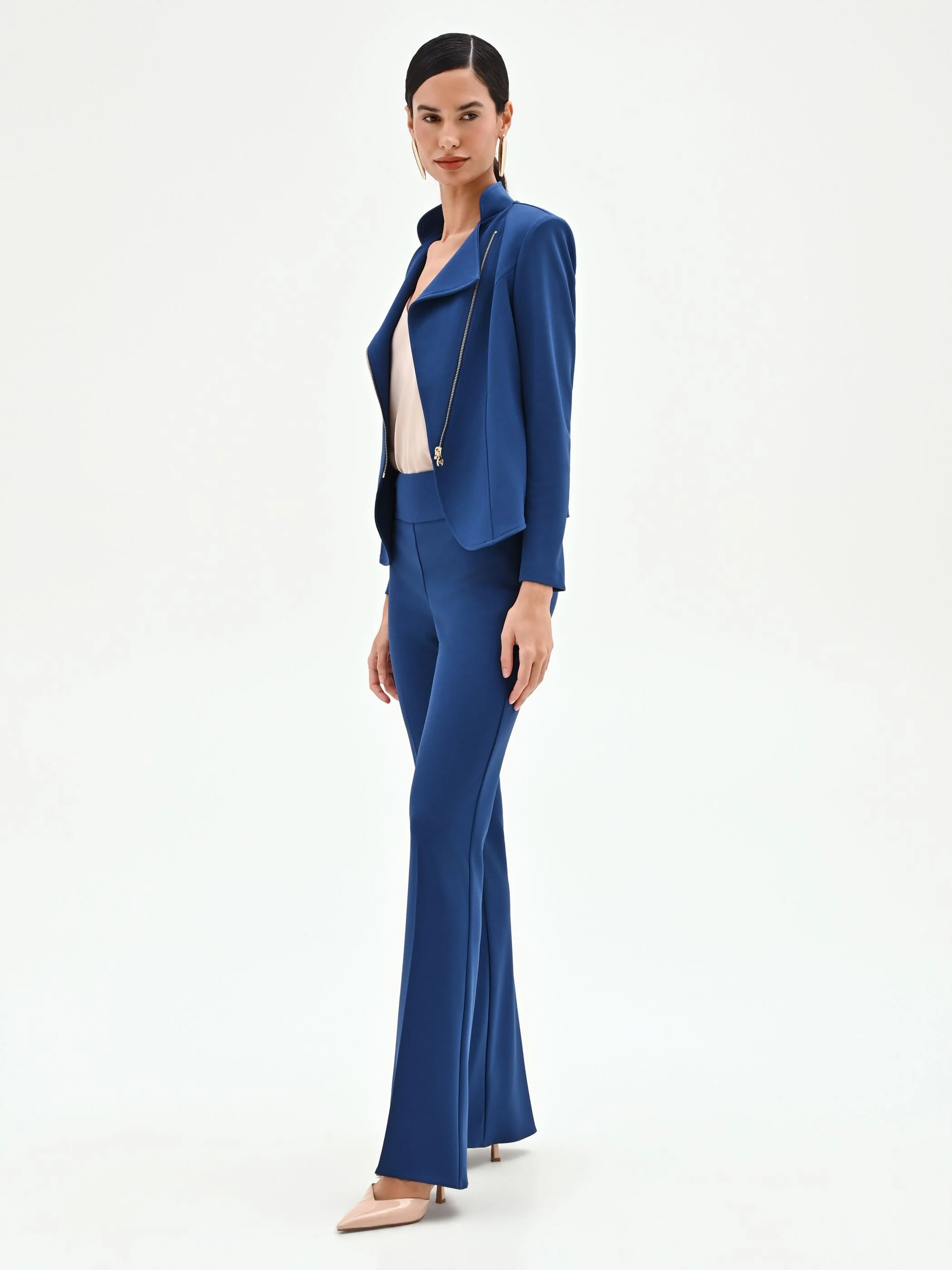 Pantalone mid flared blu brillante con fascione - Image 5