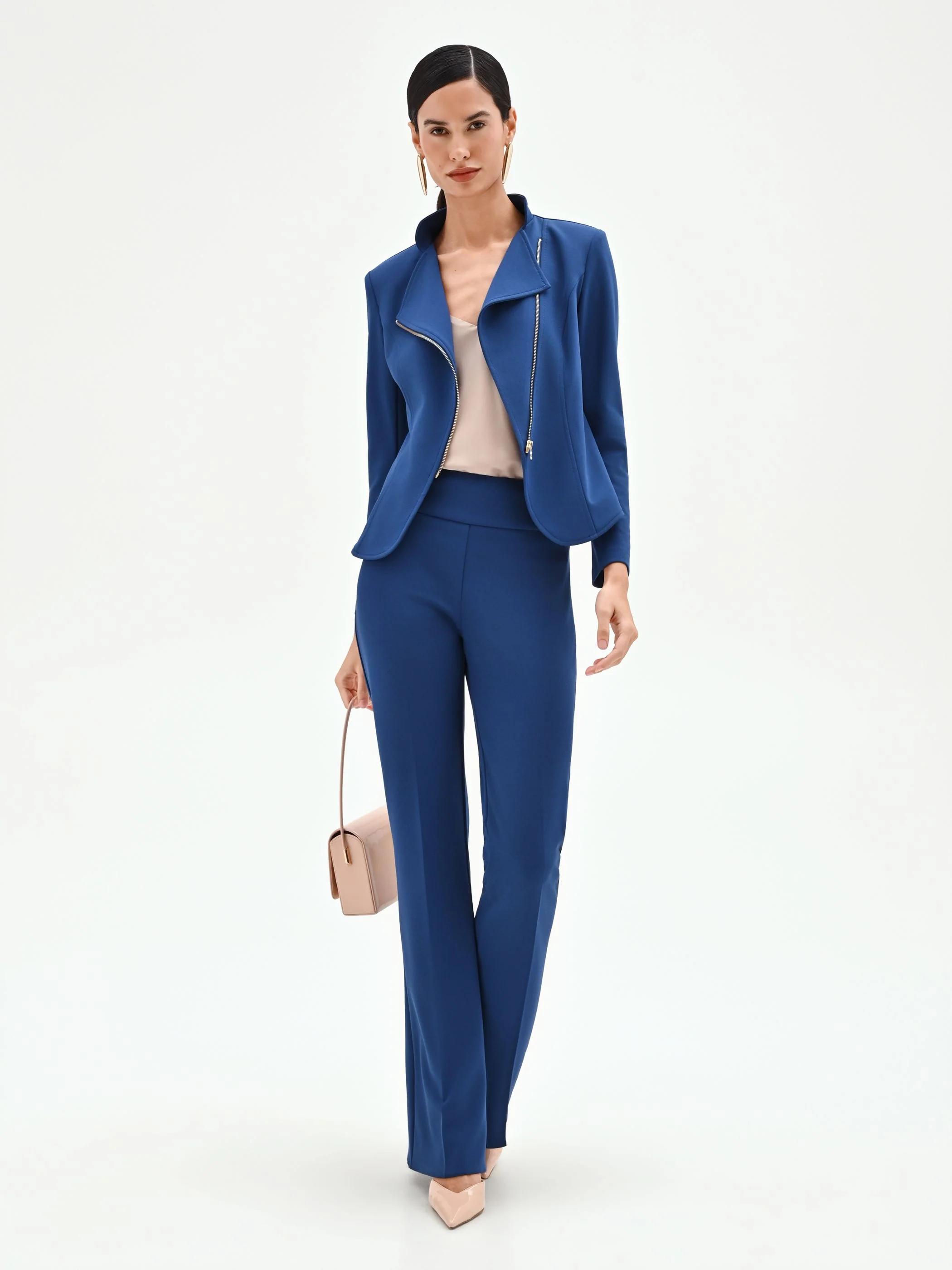 Pantalone mid flared blu brillante con fascione - Image 6