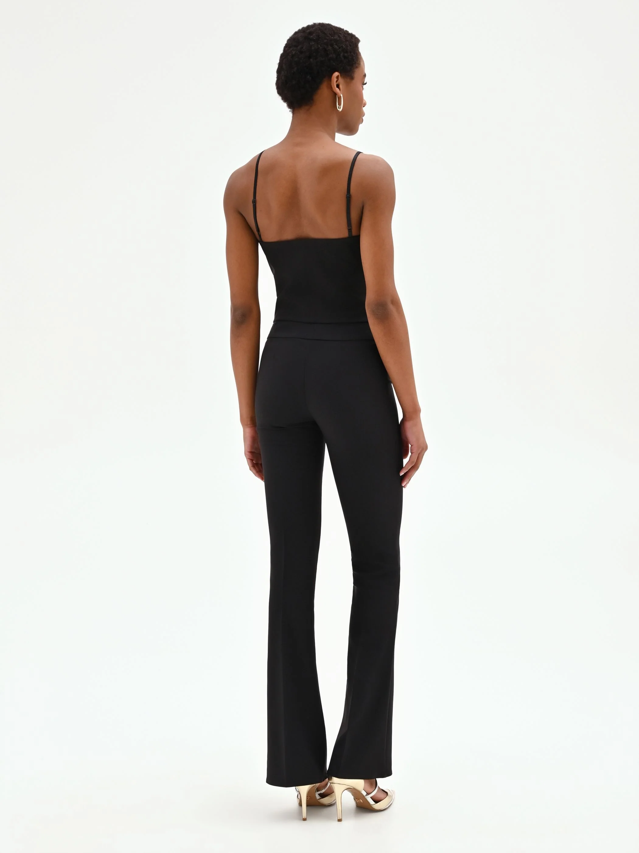 Pantalone nero svasato in tessuto tecnico - Image 3