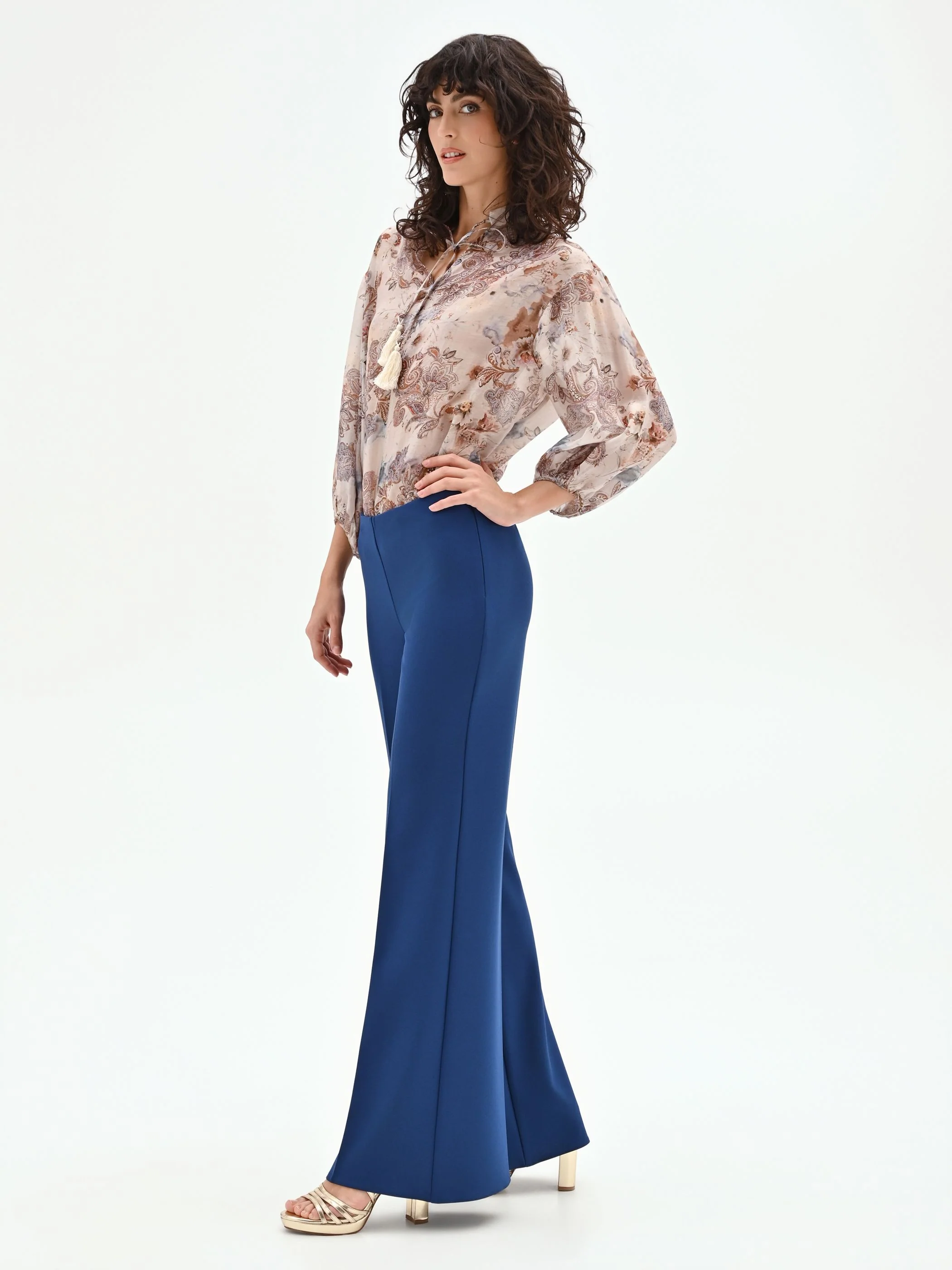 Pantalone palazzo blu brillante - Image 5
