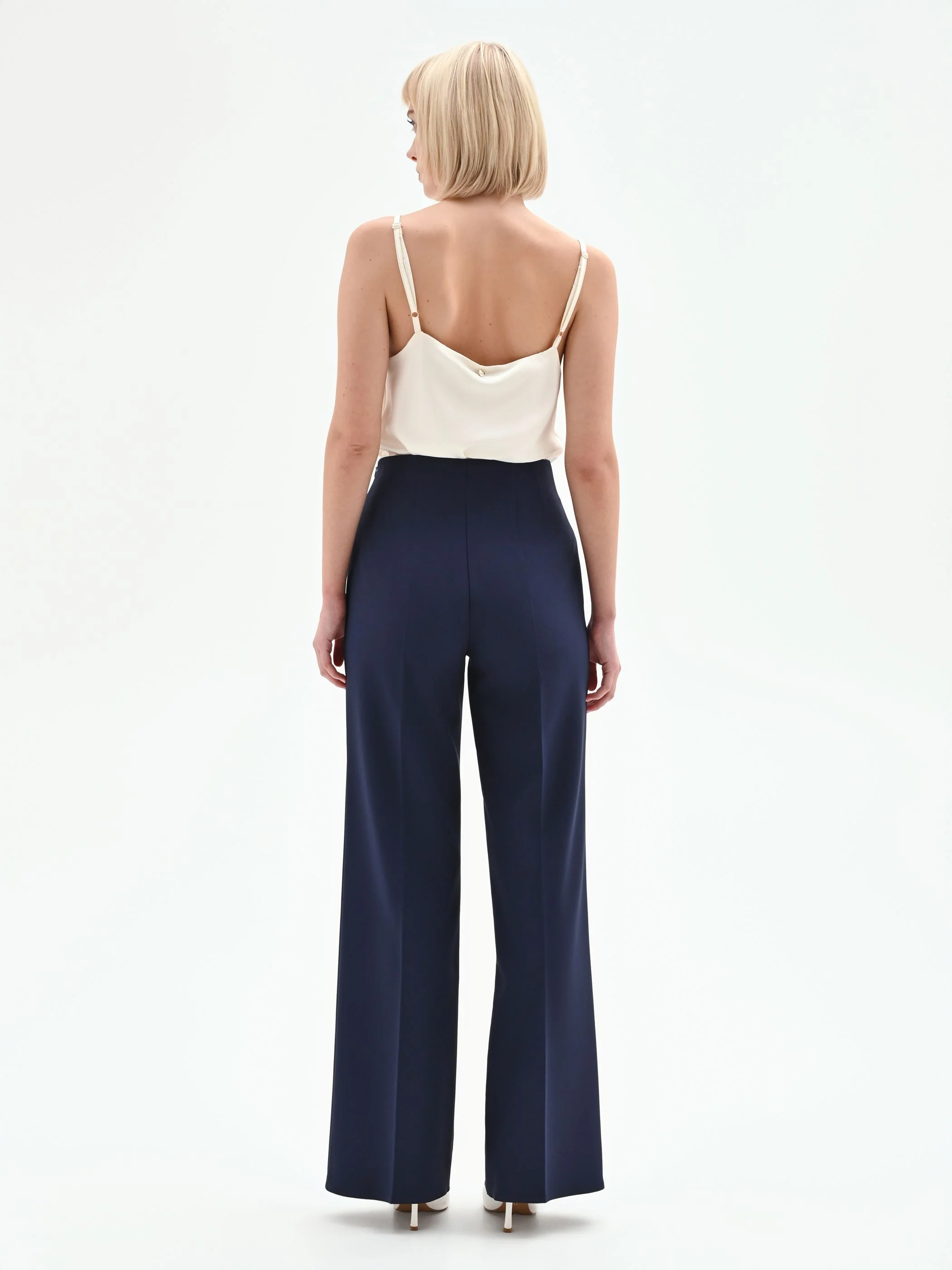 Pantalone palazzo blu in tessuto tecnico - Image 3