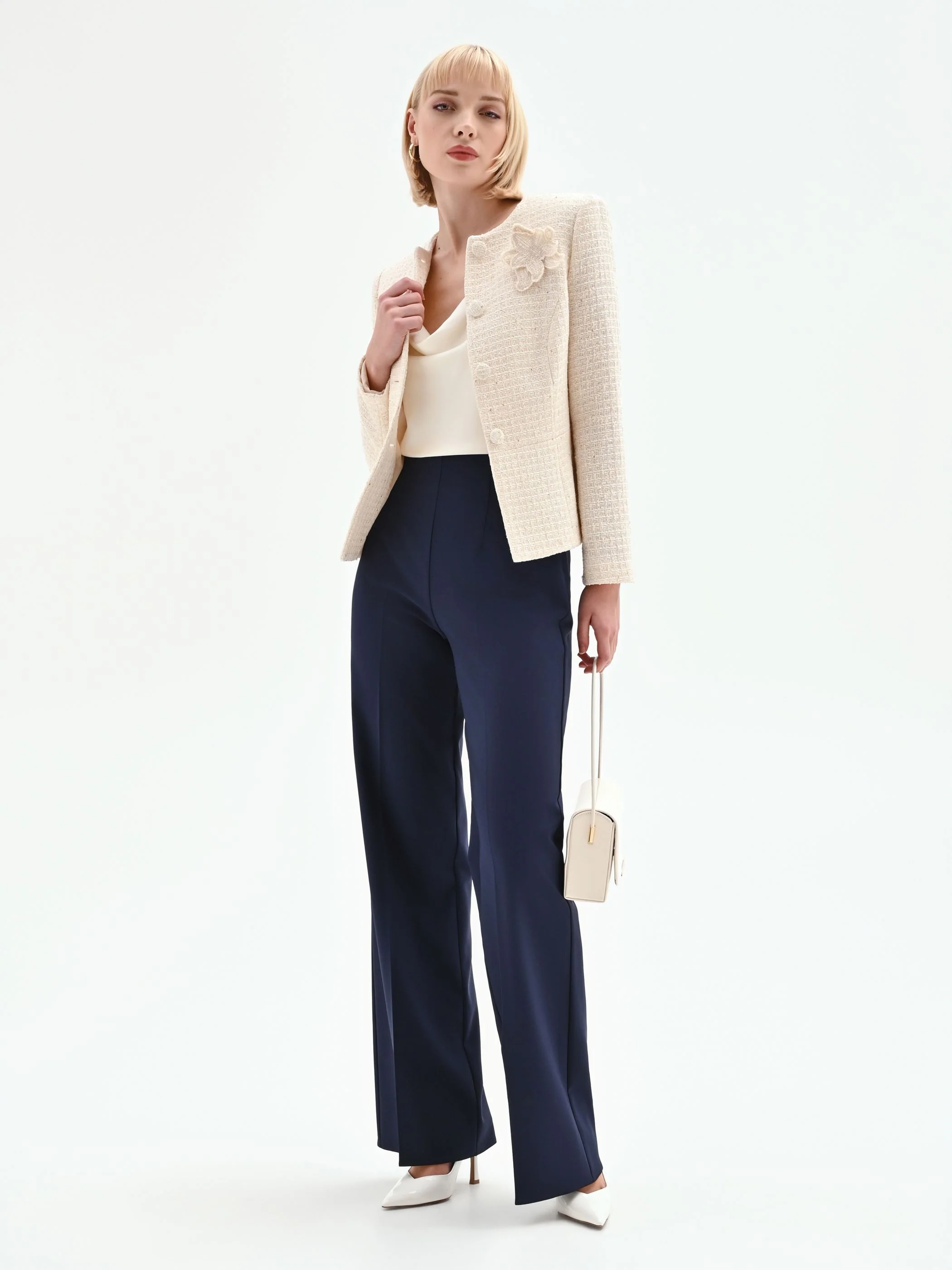 Pantalone palazzo blu in tessuto tecnico - Image 6