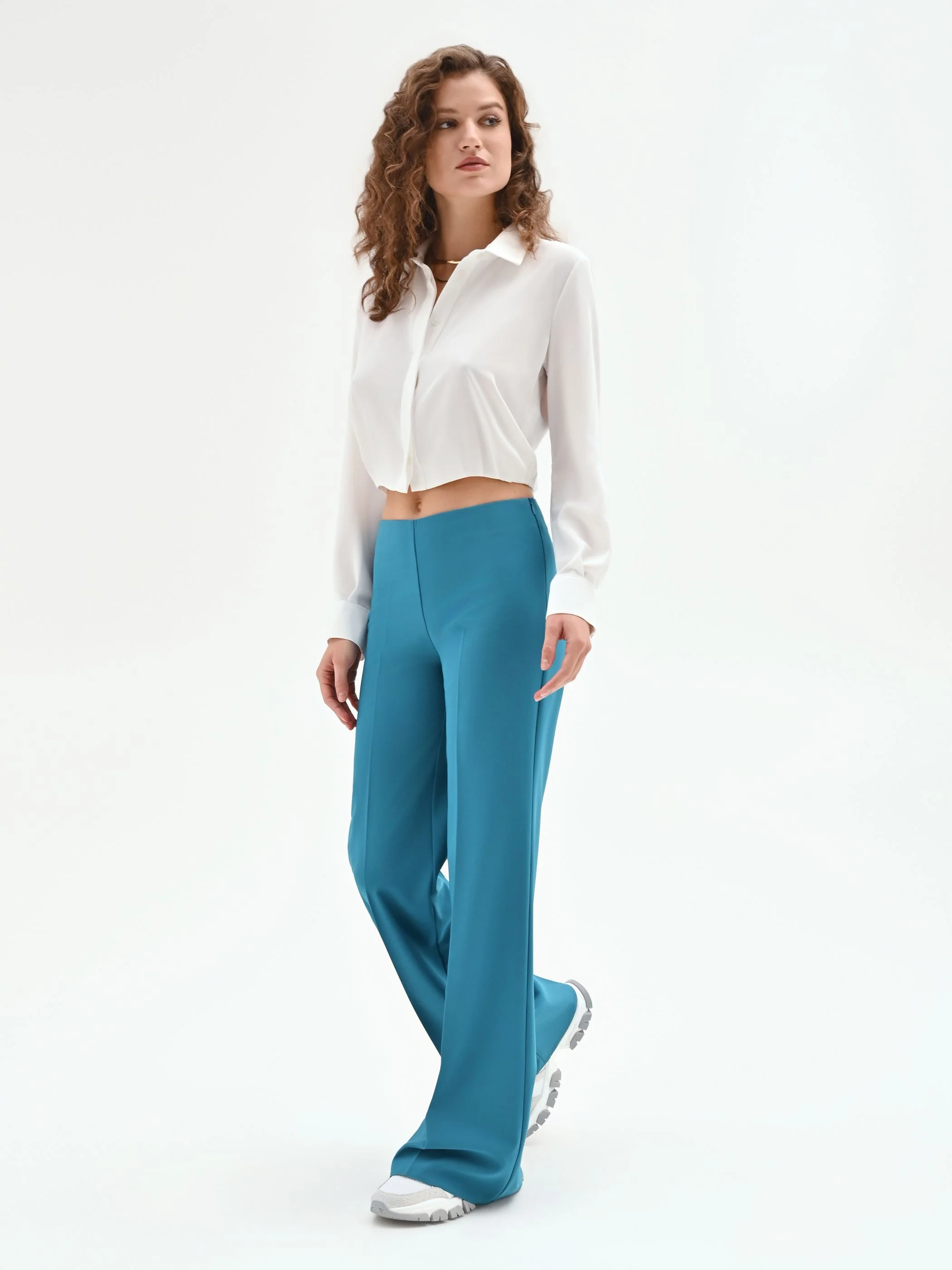 Pantalone palazzo  blu ottanio - Image 3
