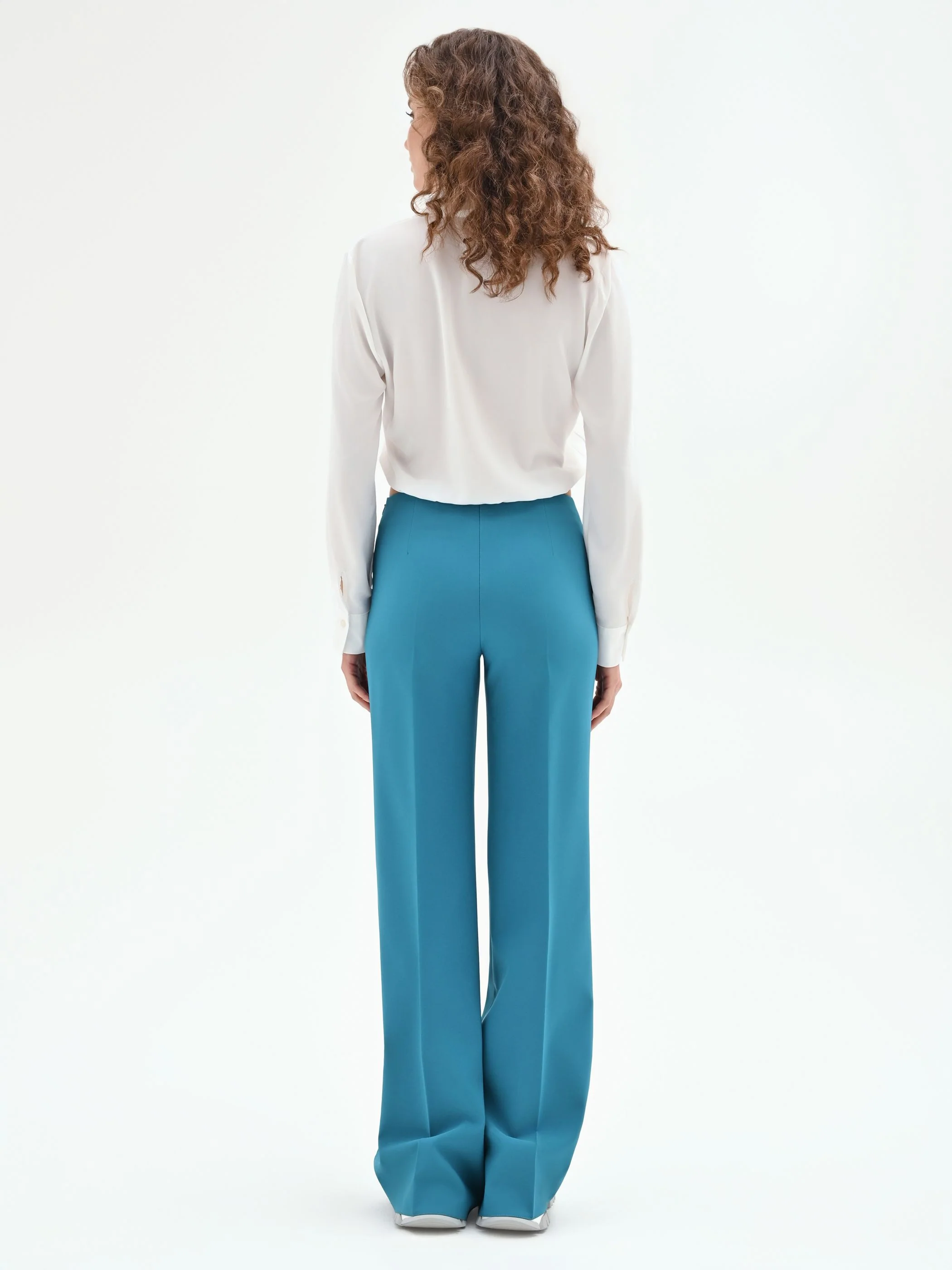 Pantalone palazzo  blu ottanio - Image 4