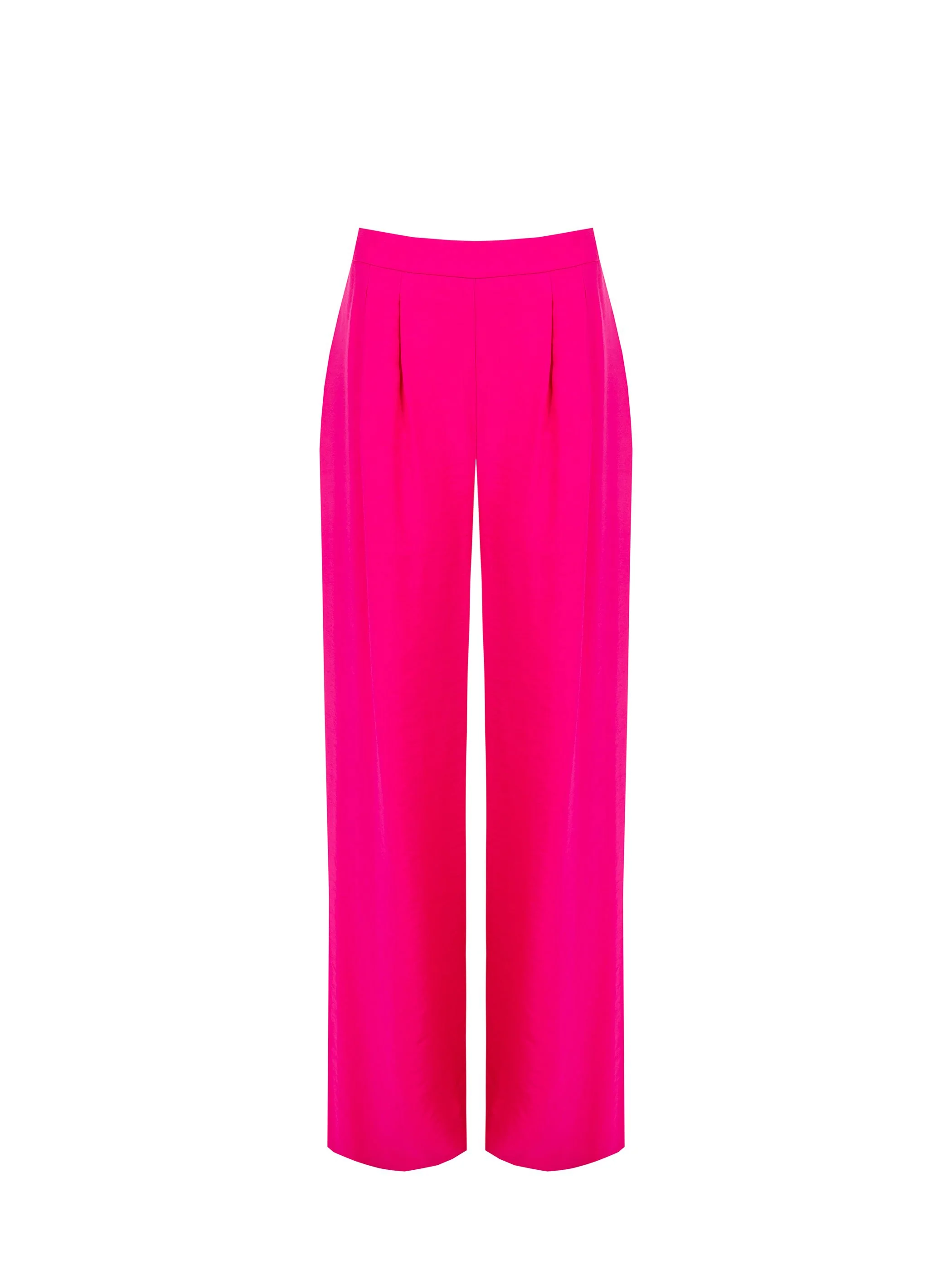 Pantalone palazzo fucsia a vita alta in poliviscosa - Image 6