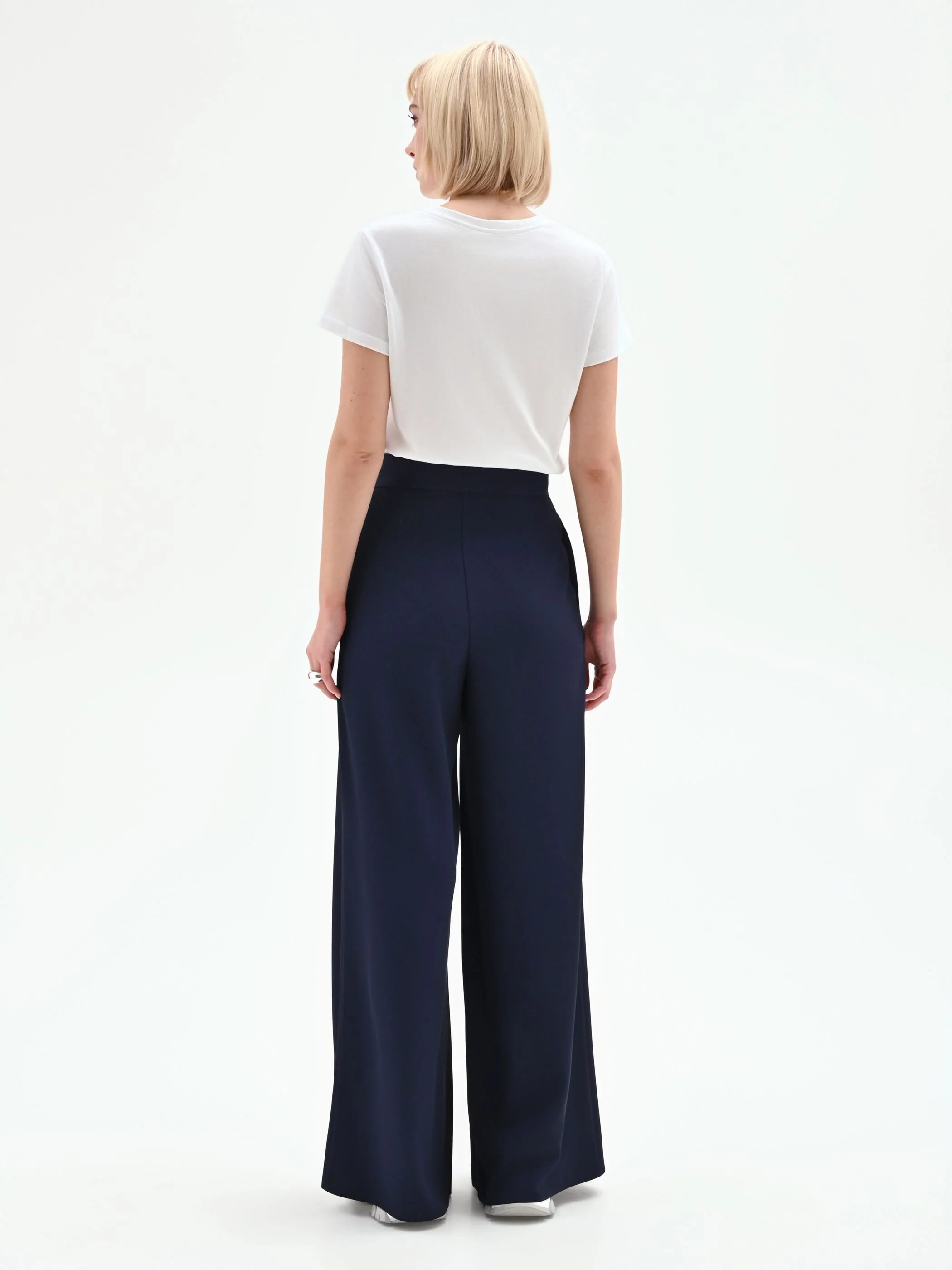 Pantalone palazzo in cadi blu - Image 3