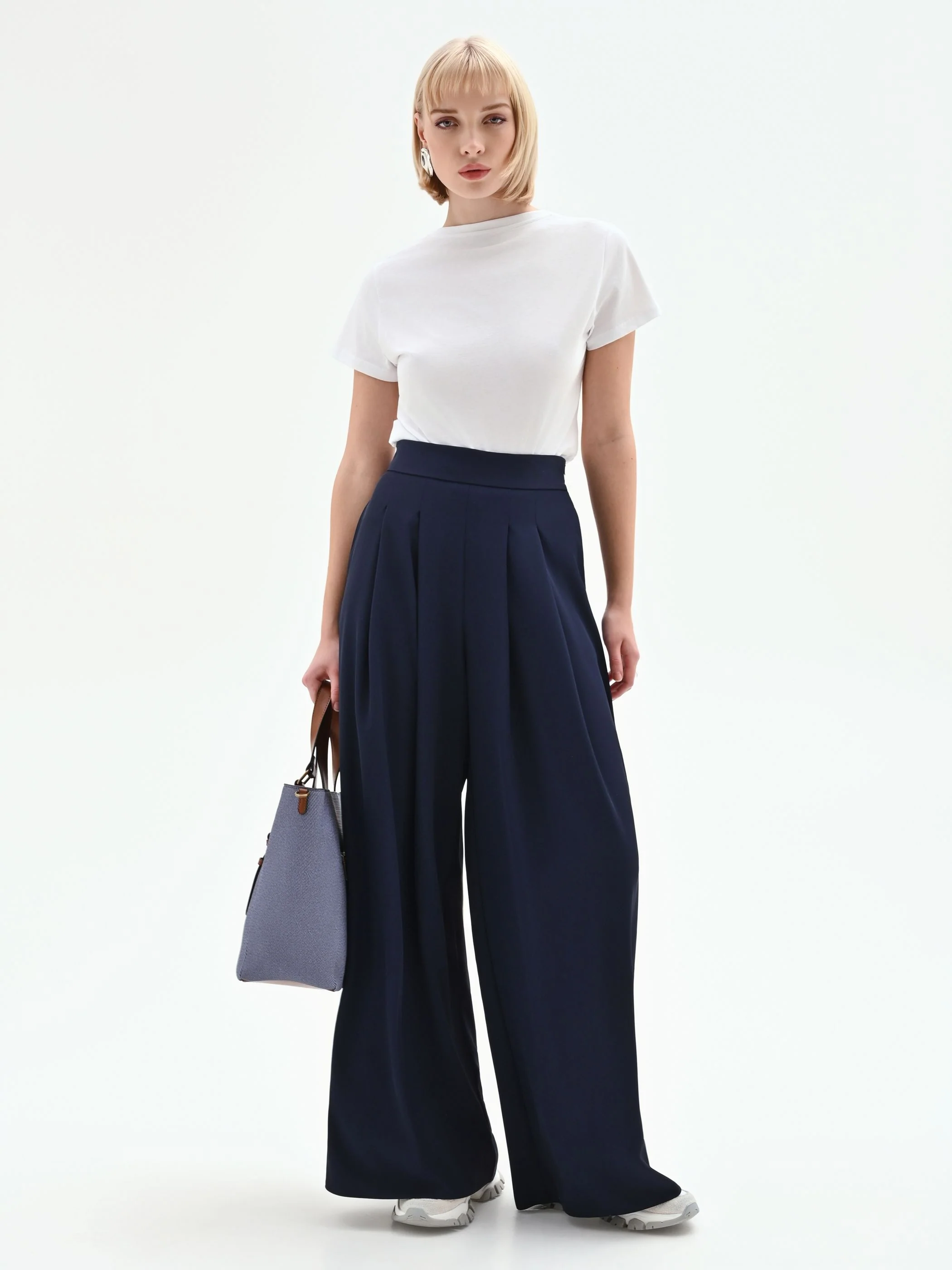 Pantalone palazzo in cadi blu - Image 6