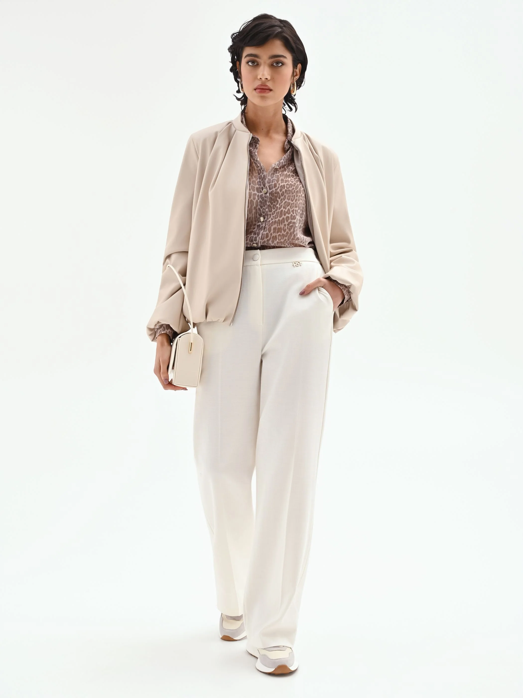 Pantalone palazzo in misto cotone lyocell bianco - Image 7