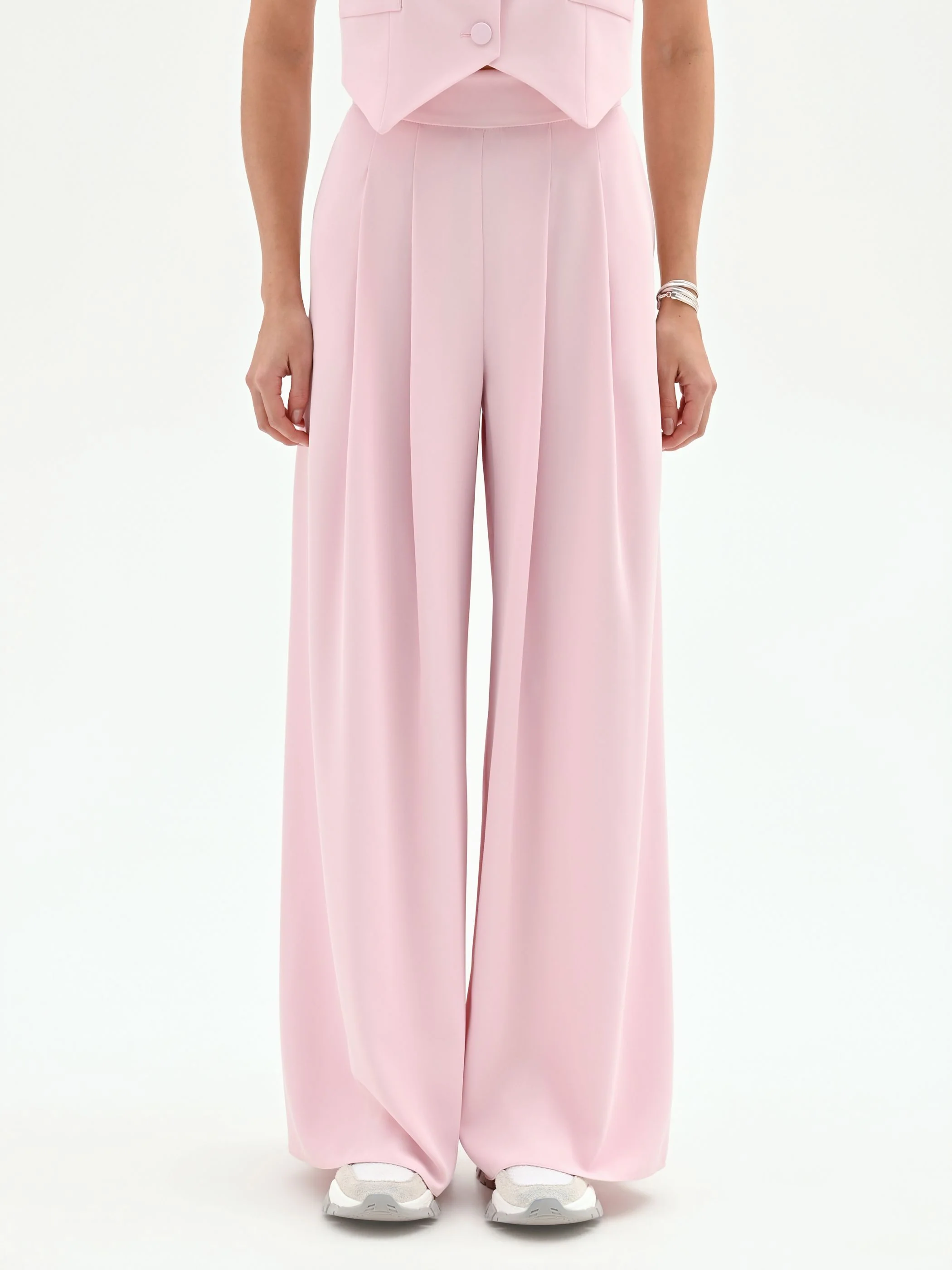 Pantalone palazzo rosa pastello - Image 2