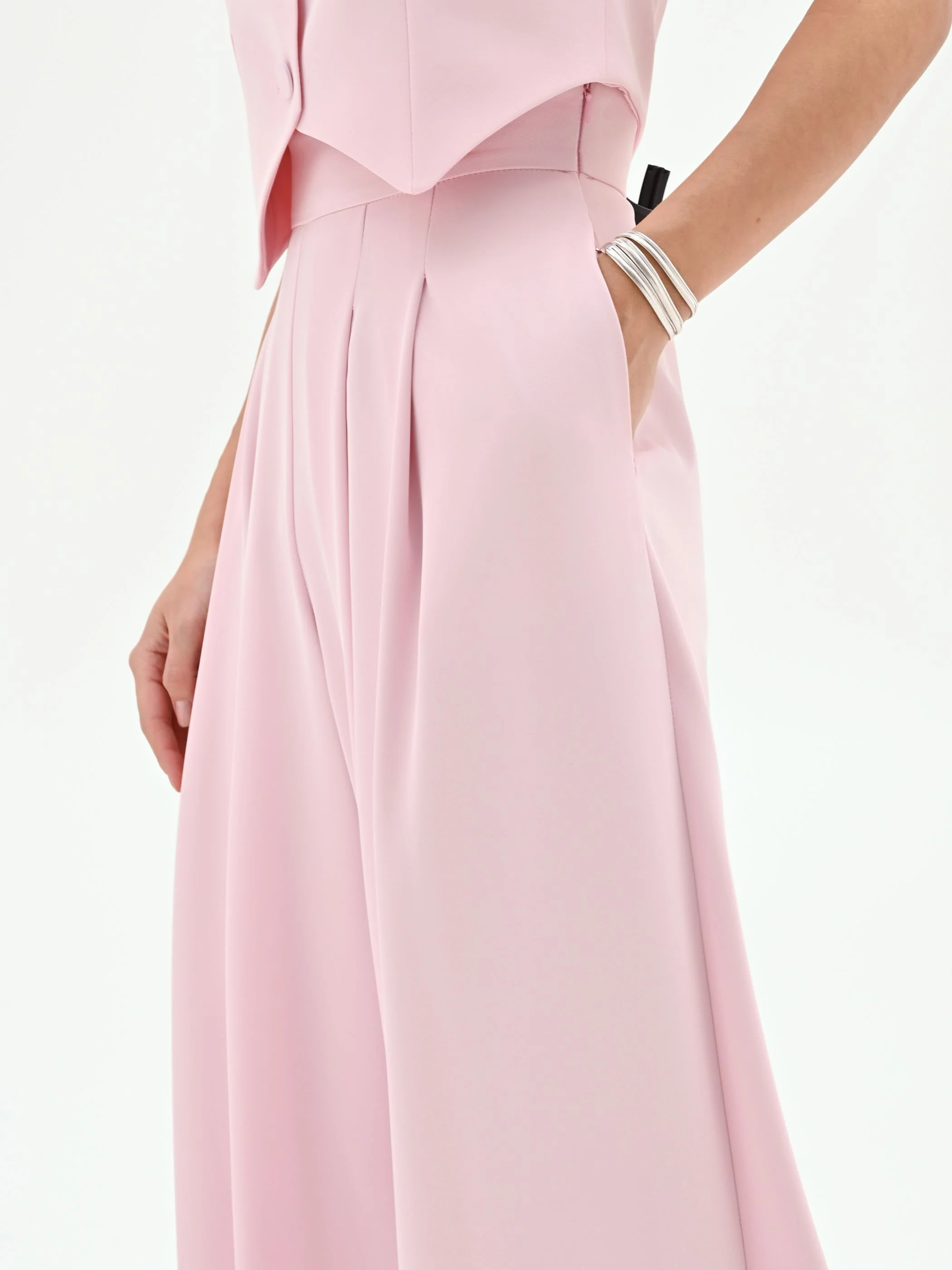 Pantalone palazzo rosa pastello - Image 3