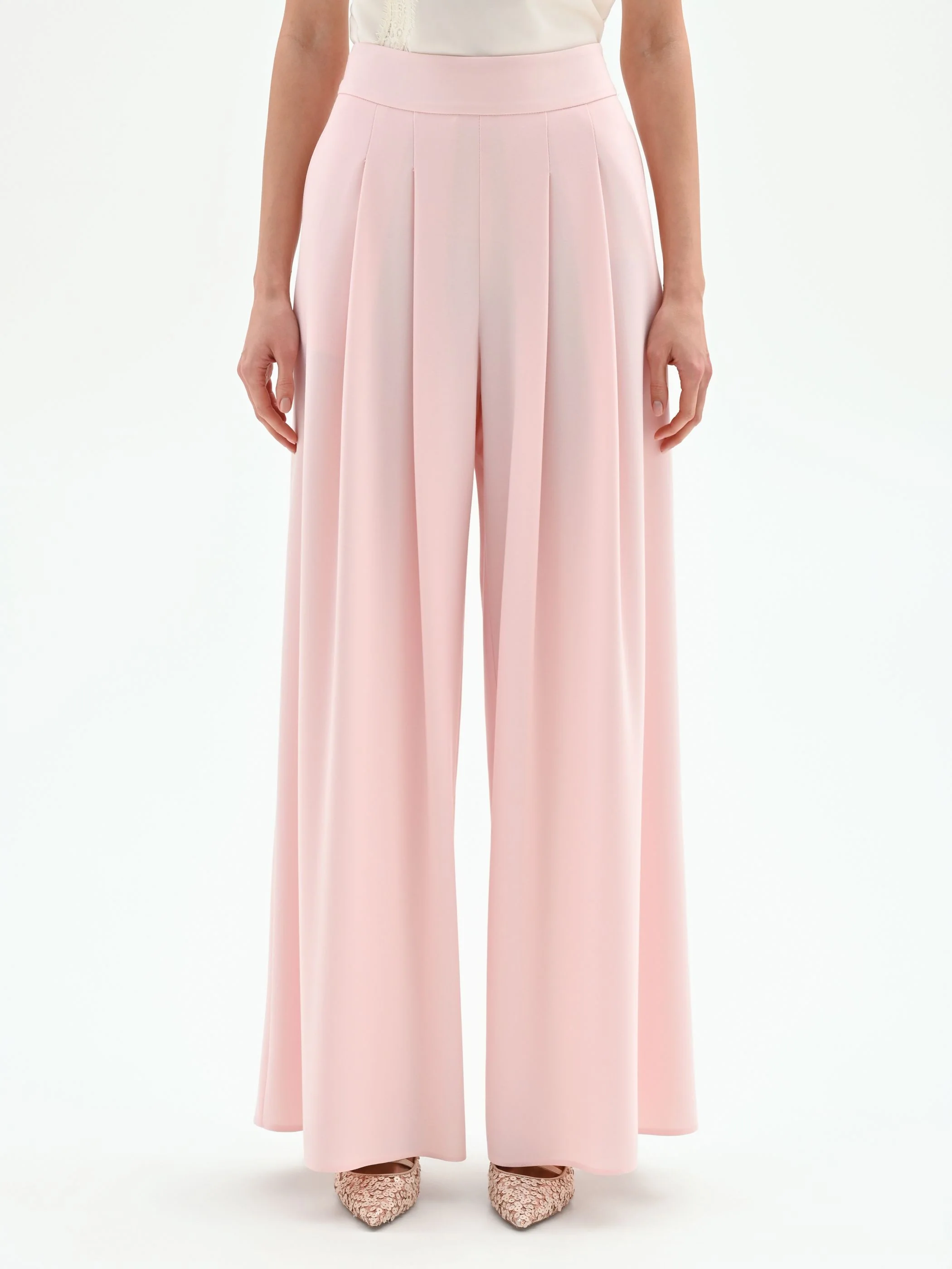 Pantalone palazzo rosa pastello