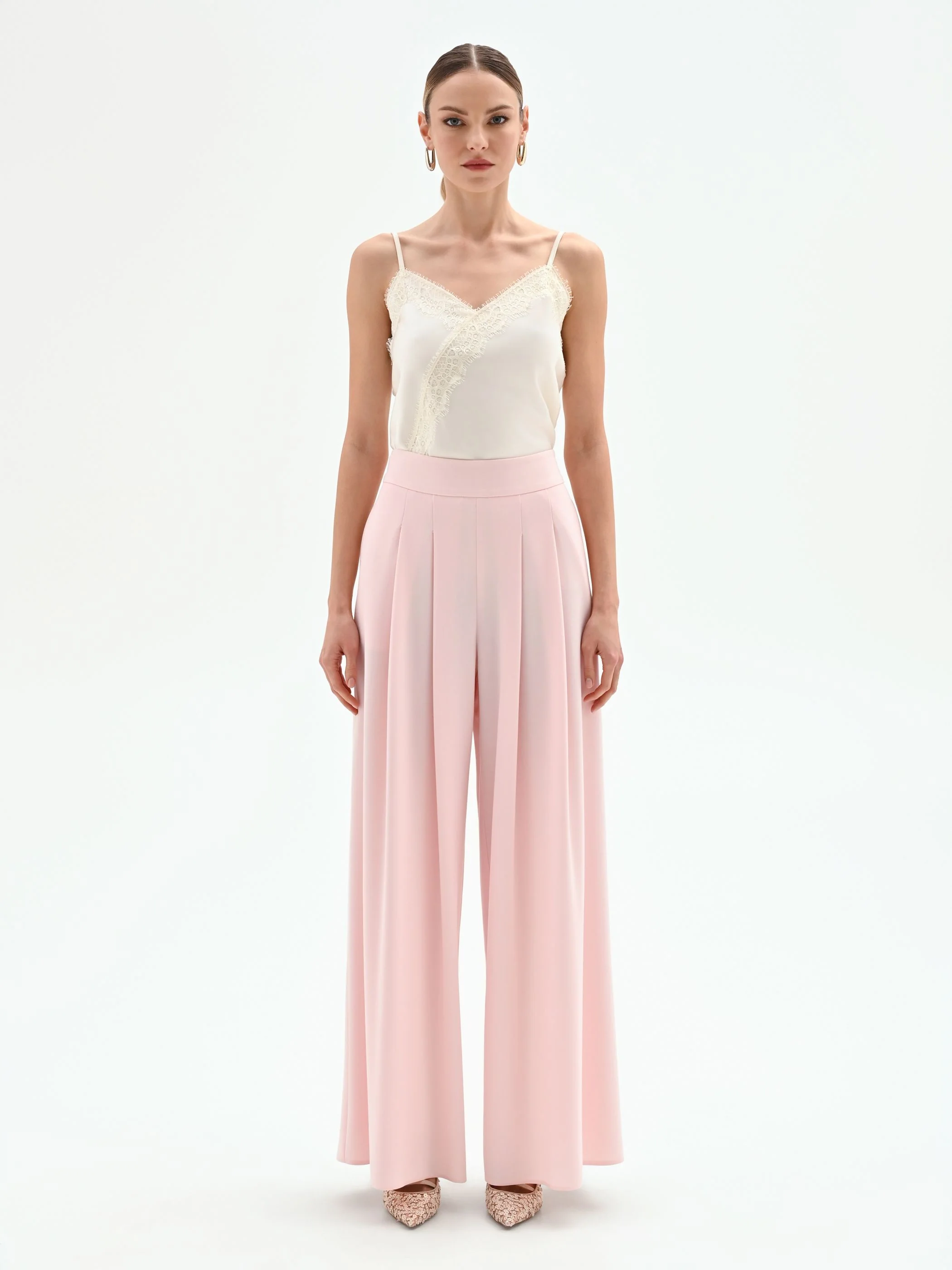 Pantalone palazzo rosa pastello - Image 3