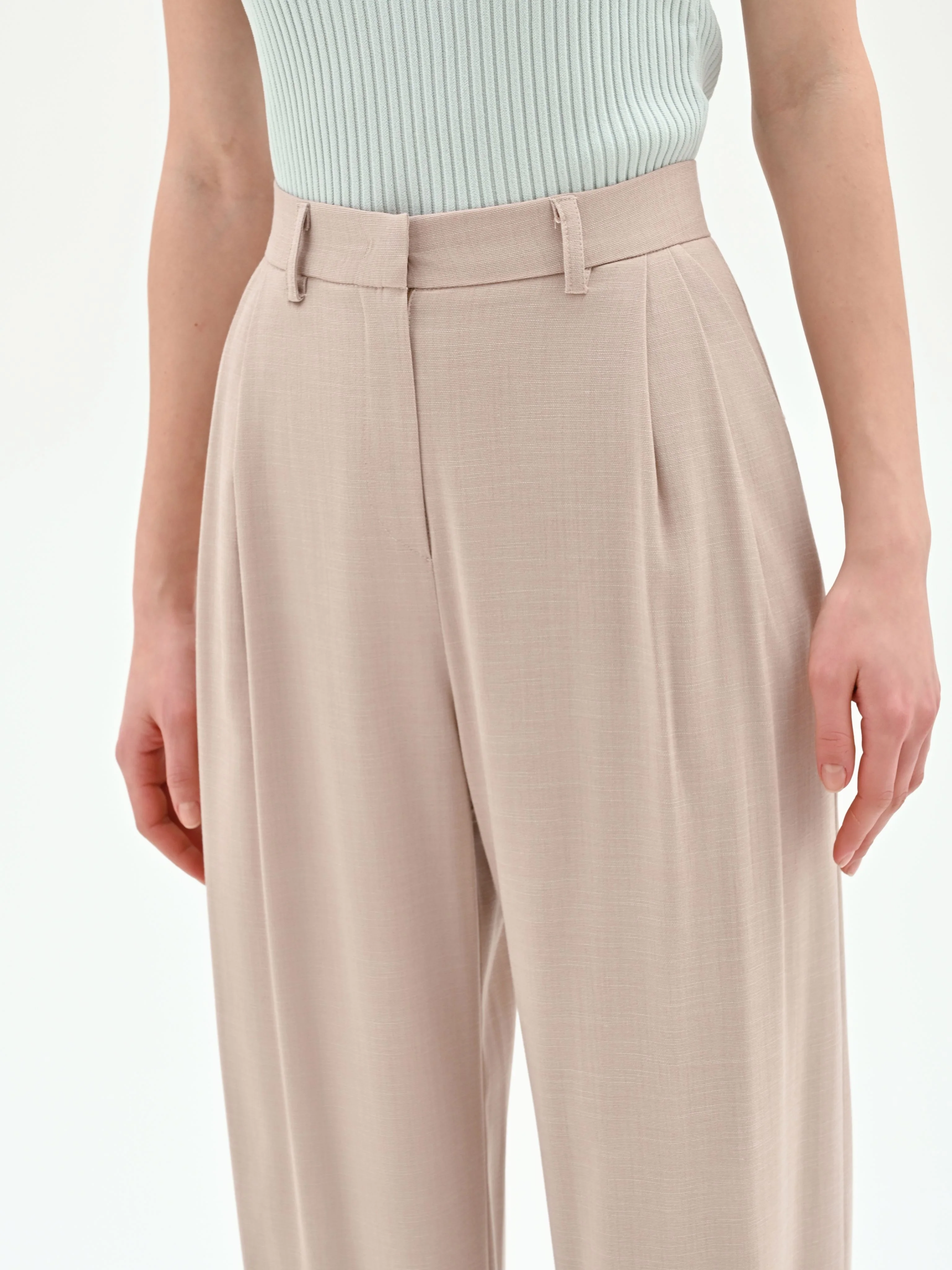 Pantalone palazzo tortora beige - Image 4