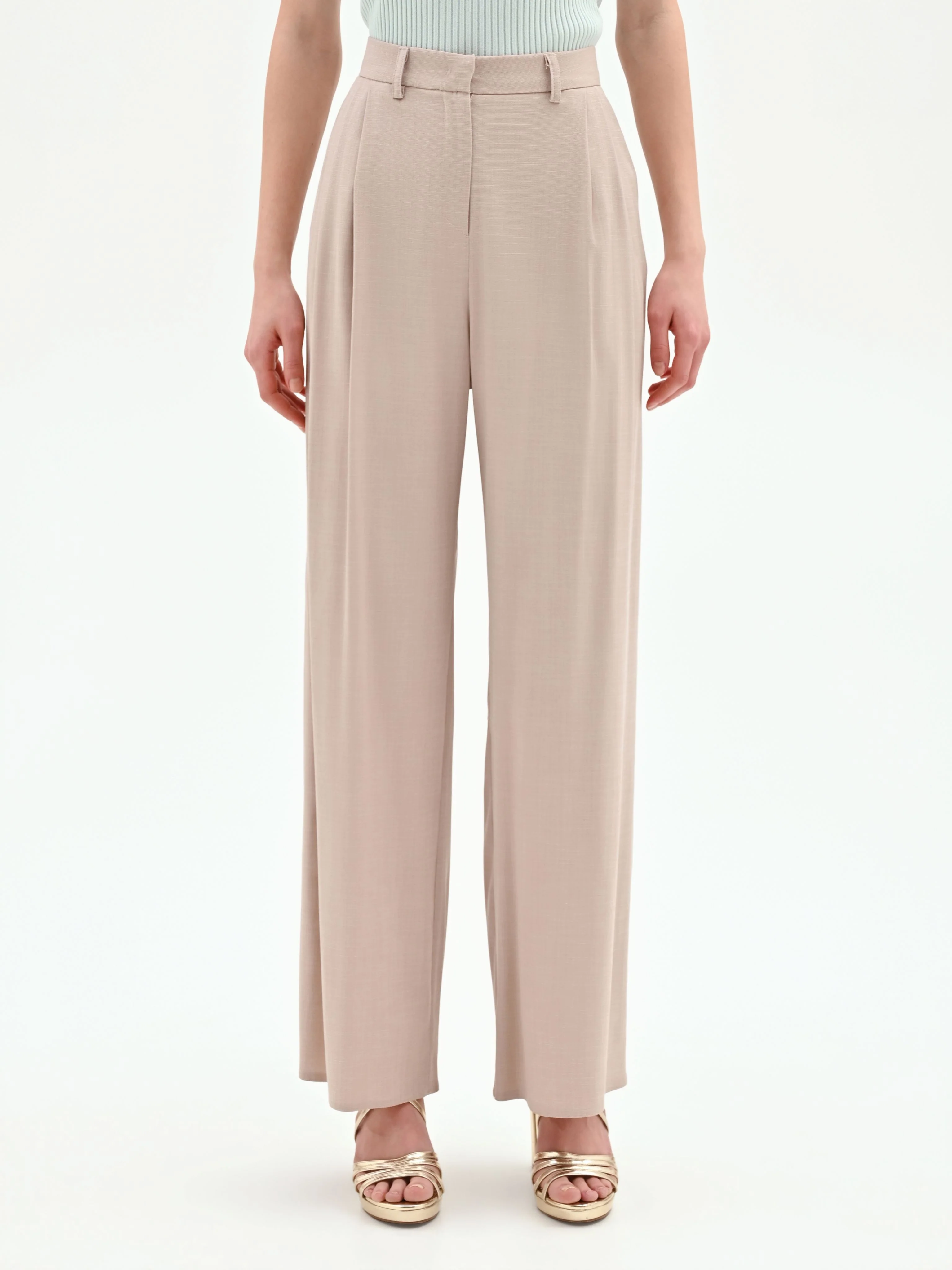 Pantalone palazzo tortora beige - Image 5