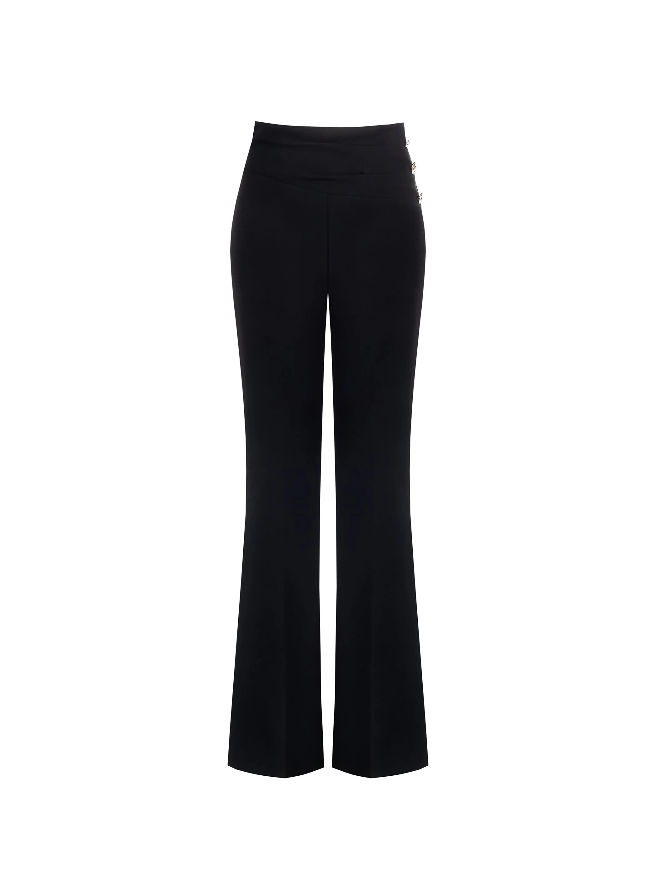 Pantalone Palazzo Vita Alta Nero con Bottoni - Image 6