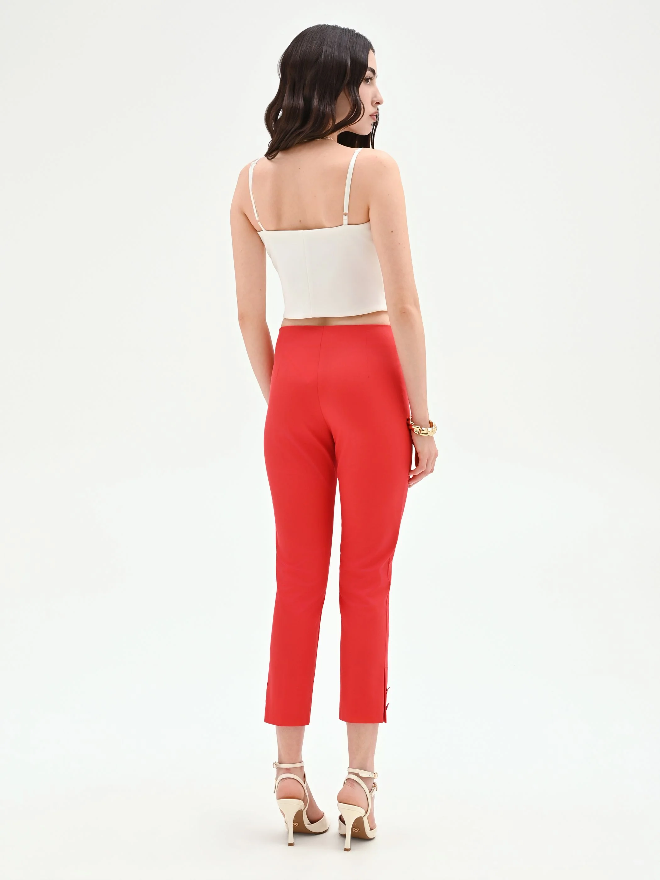 Pantalone rosso fragola con bottoni sul fondo - Image 5