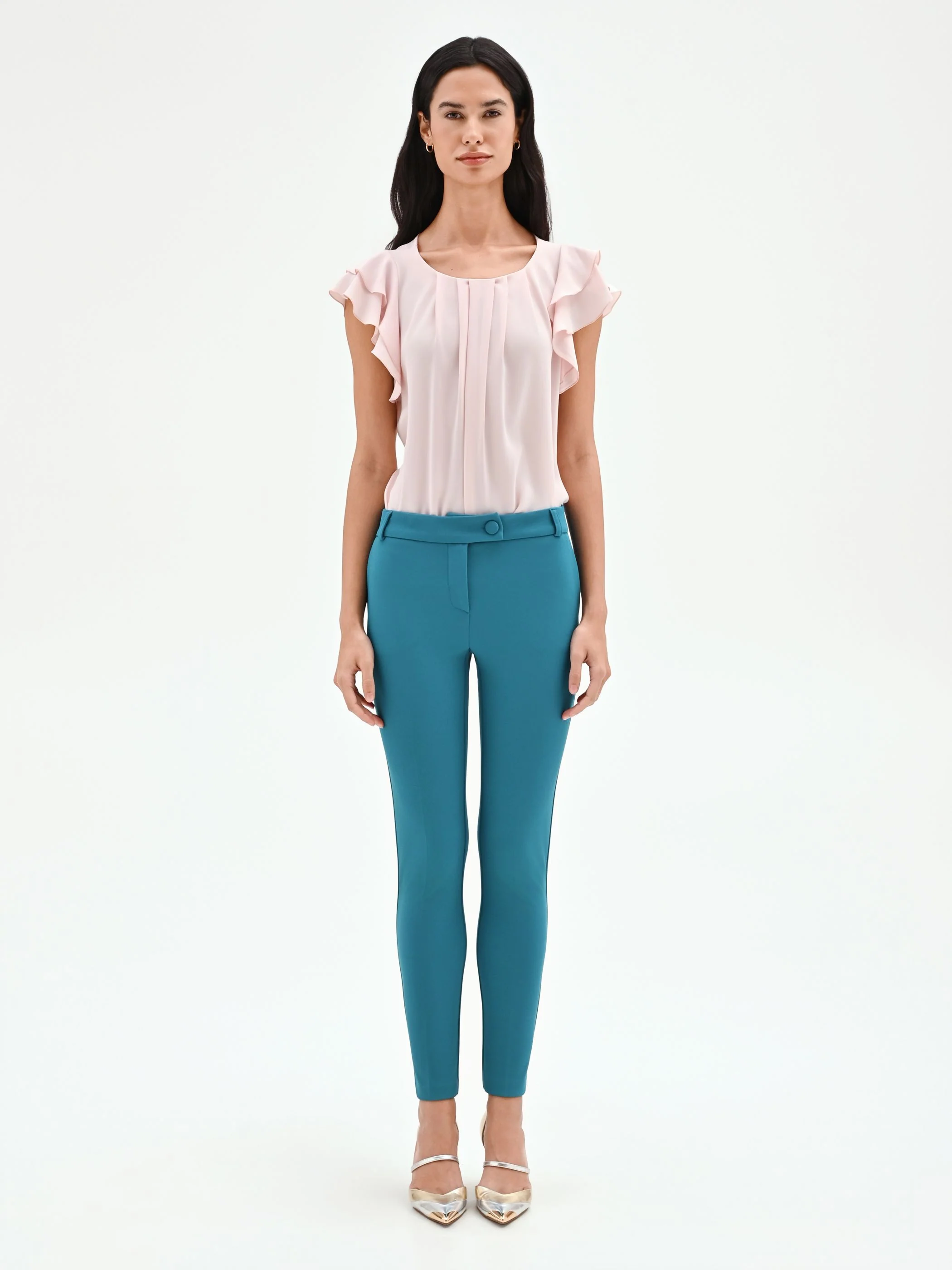 Pantalone slim blu ottanio - Image 2