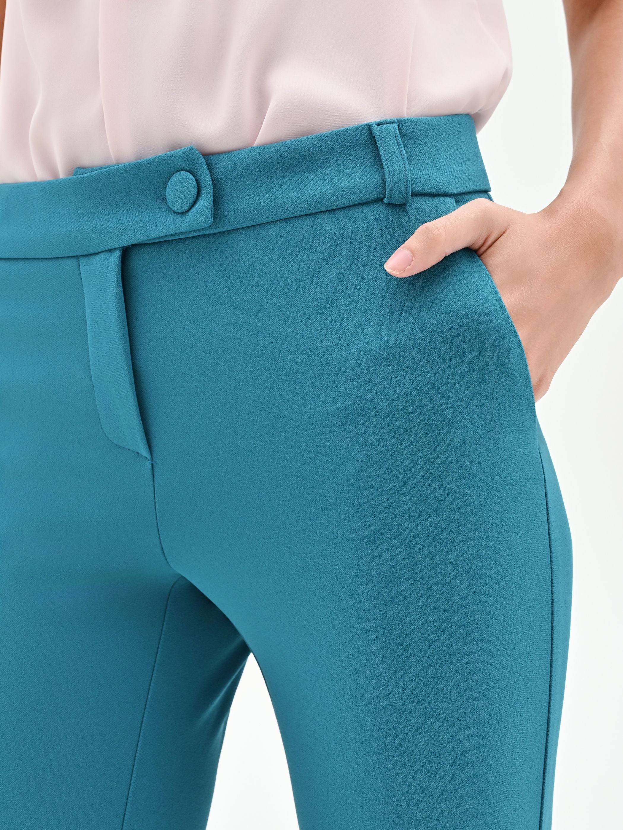 Pantalone slim blu ottanio - Image 4