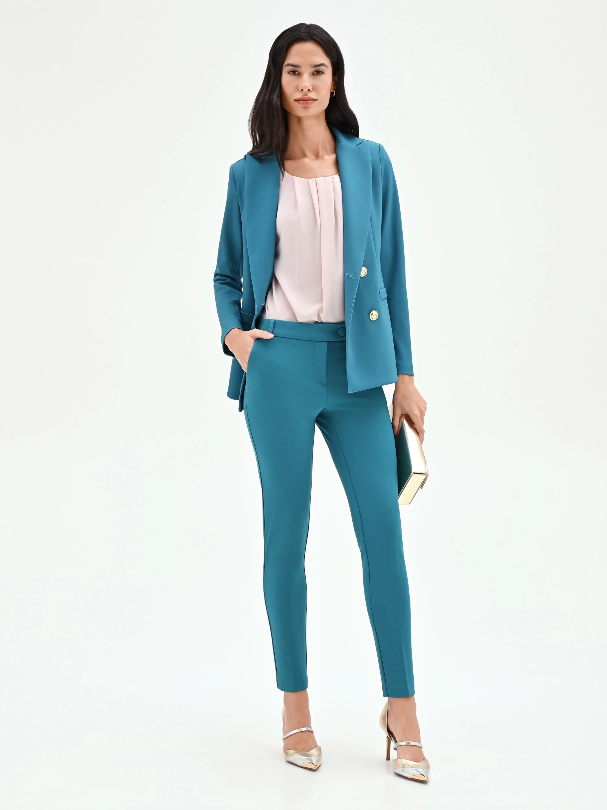 Pantalone slim blu ottanio - Image 6