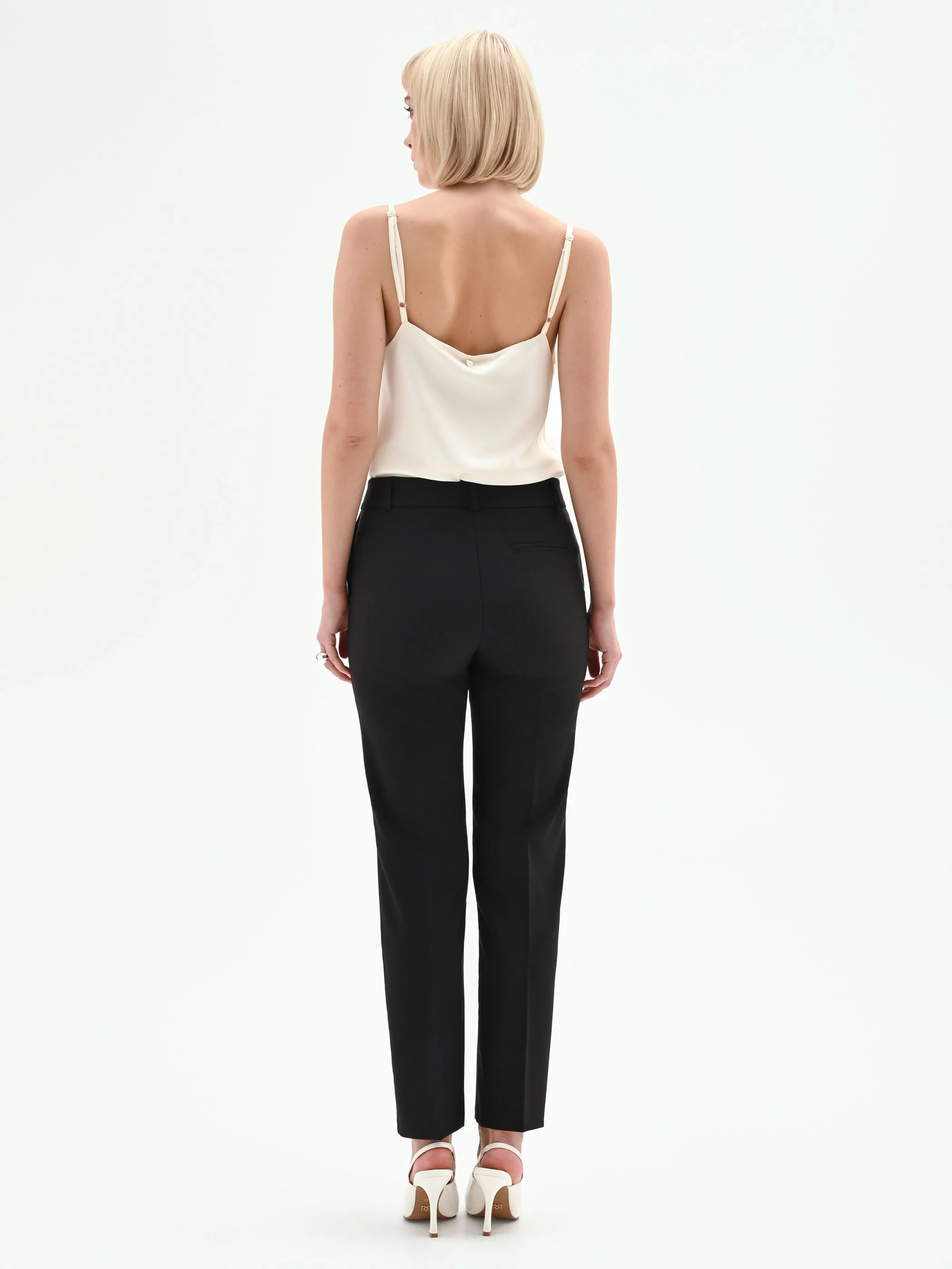 Pantalone slim nero scuro a vita alta - Image 3