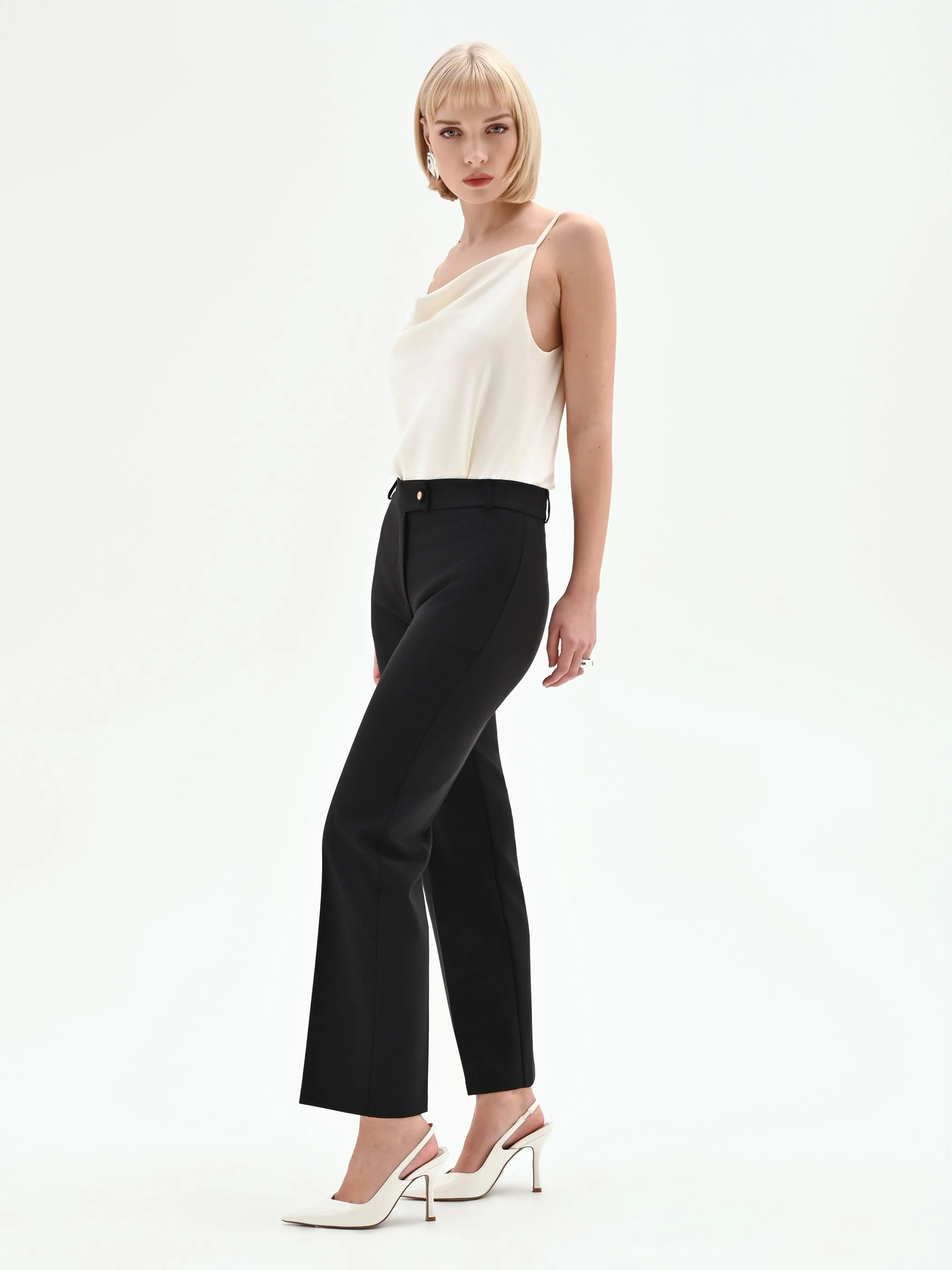 Pantalone slim nero scuro a vita alta - Image 4