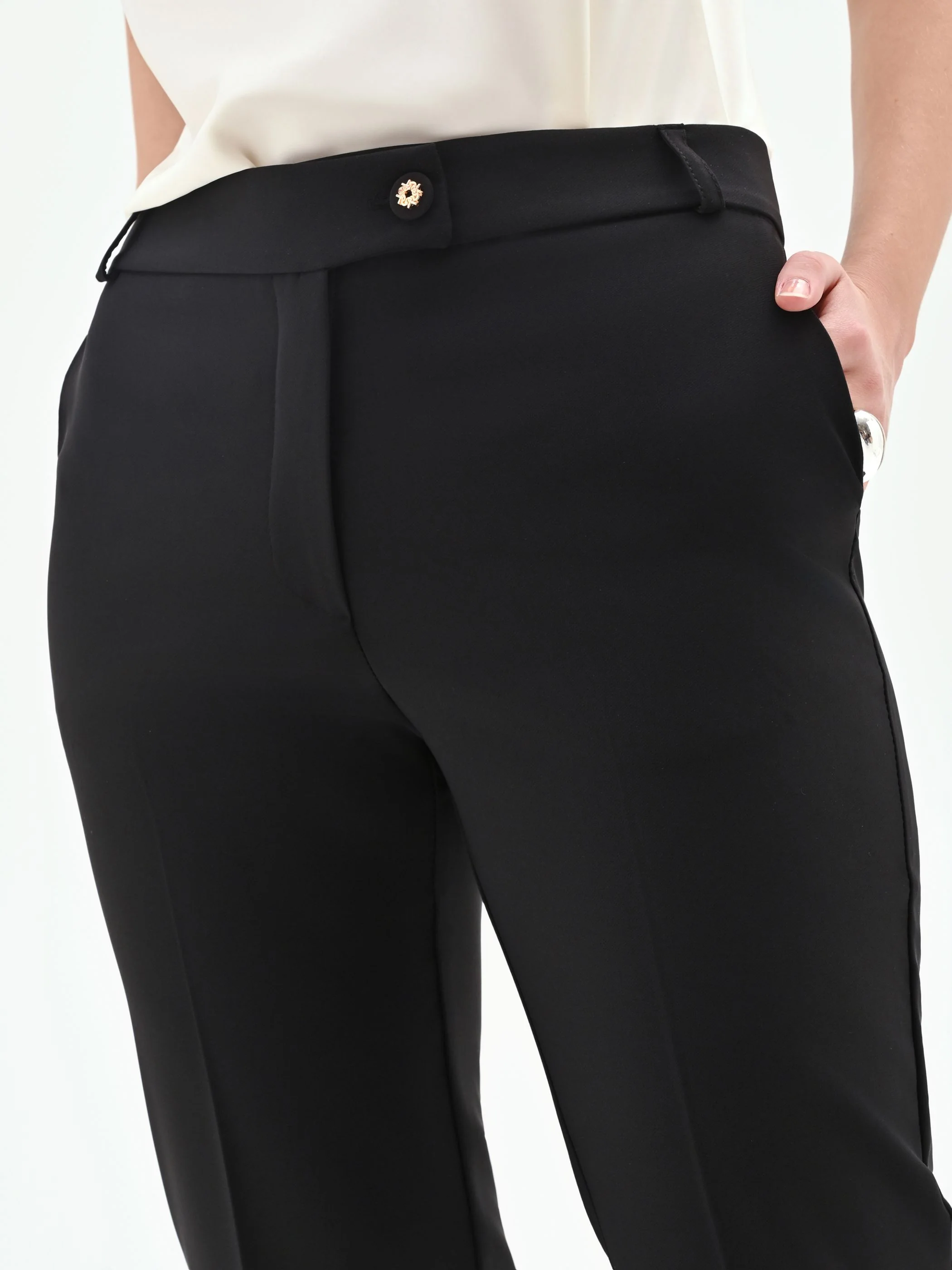 Pantalone slim nero scuro a vita alta - Image 5