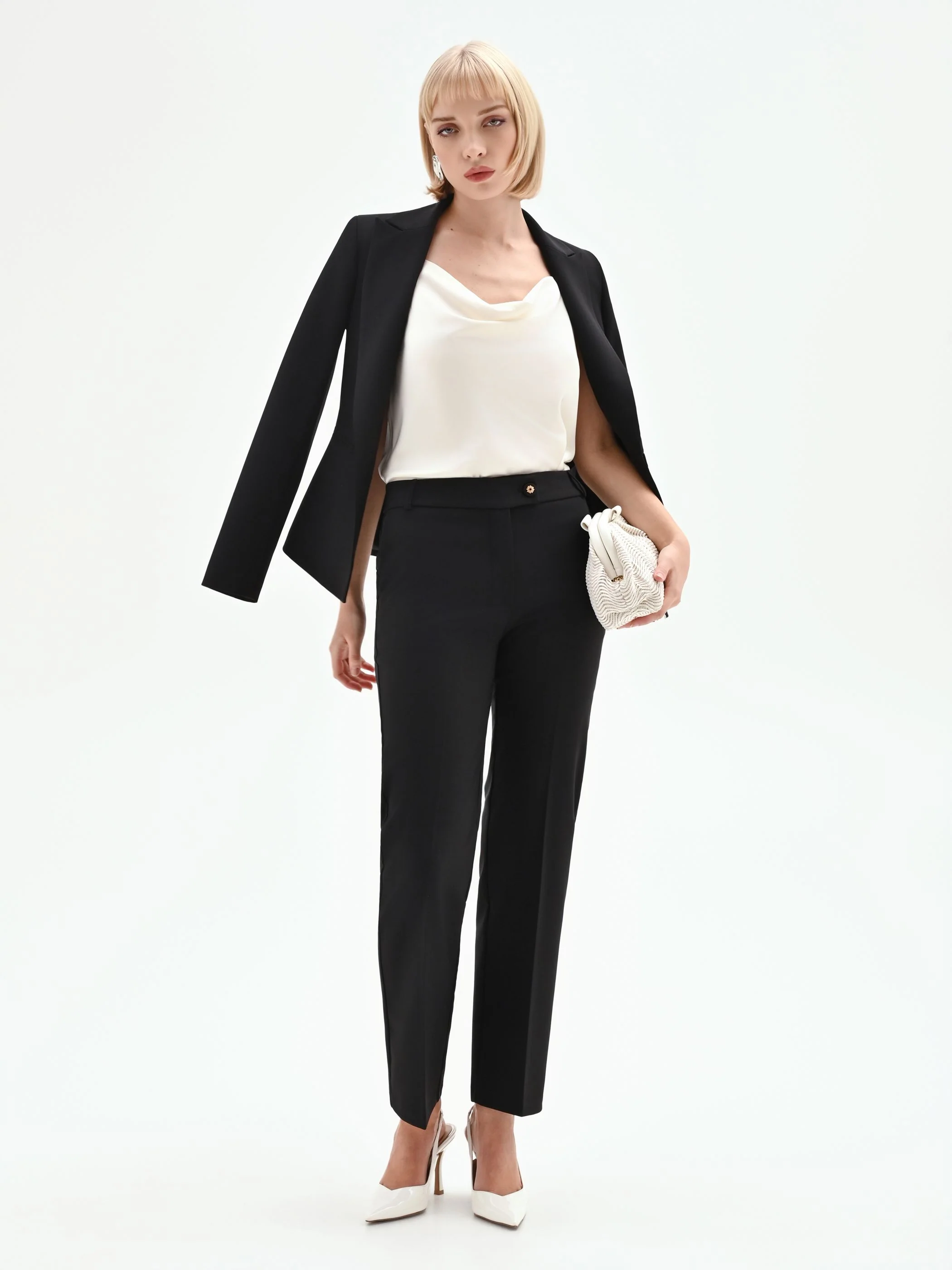 Pantalone slim nero scuro a vita alta - Image 6