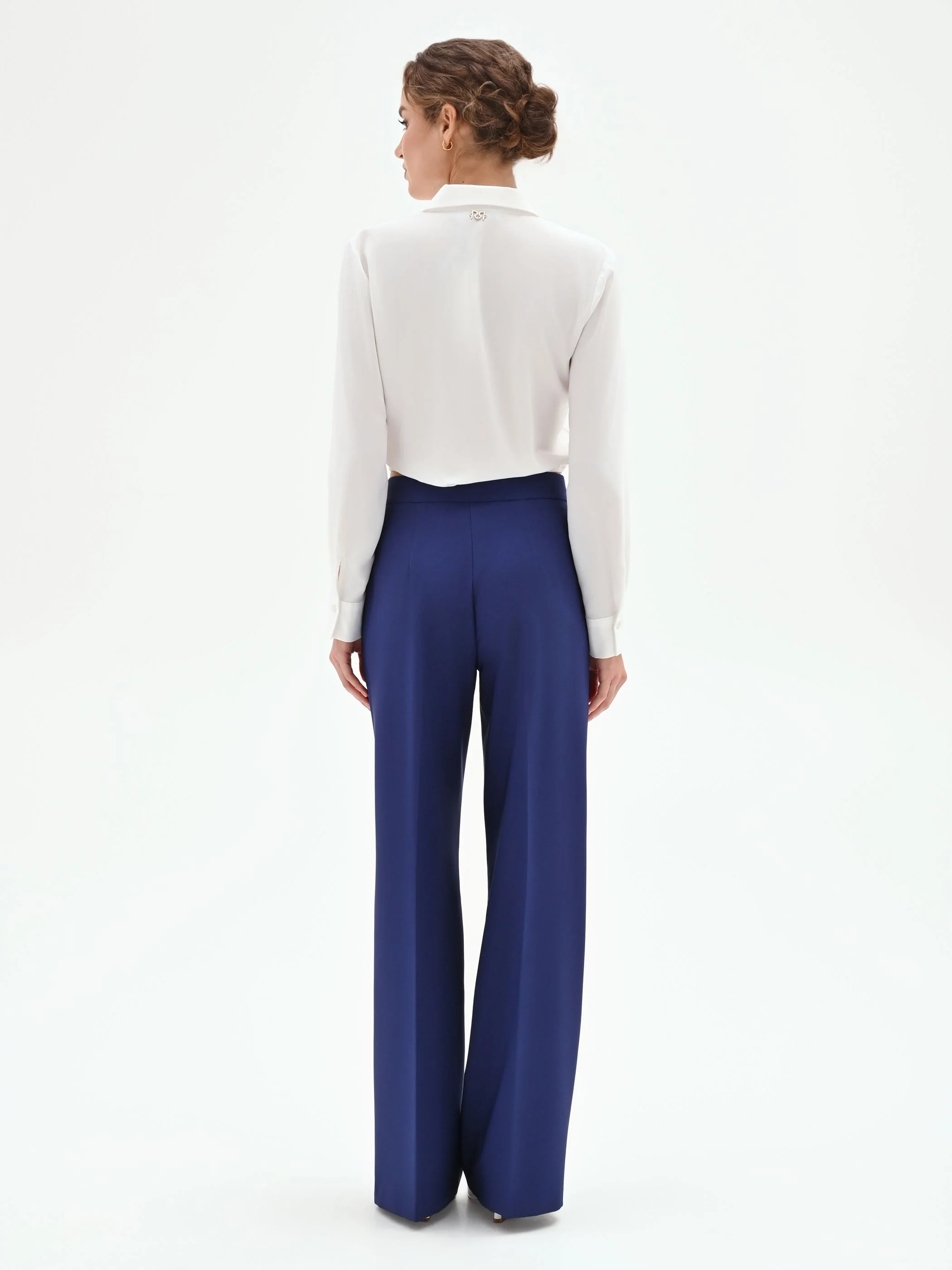 Pantalone Studio a palazzo in tessuto tecnico blu indaco - Image 2