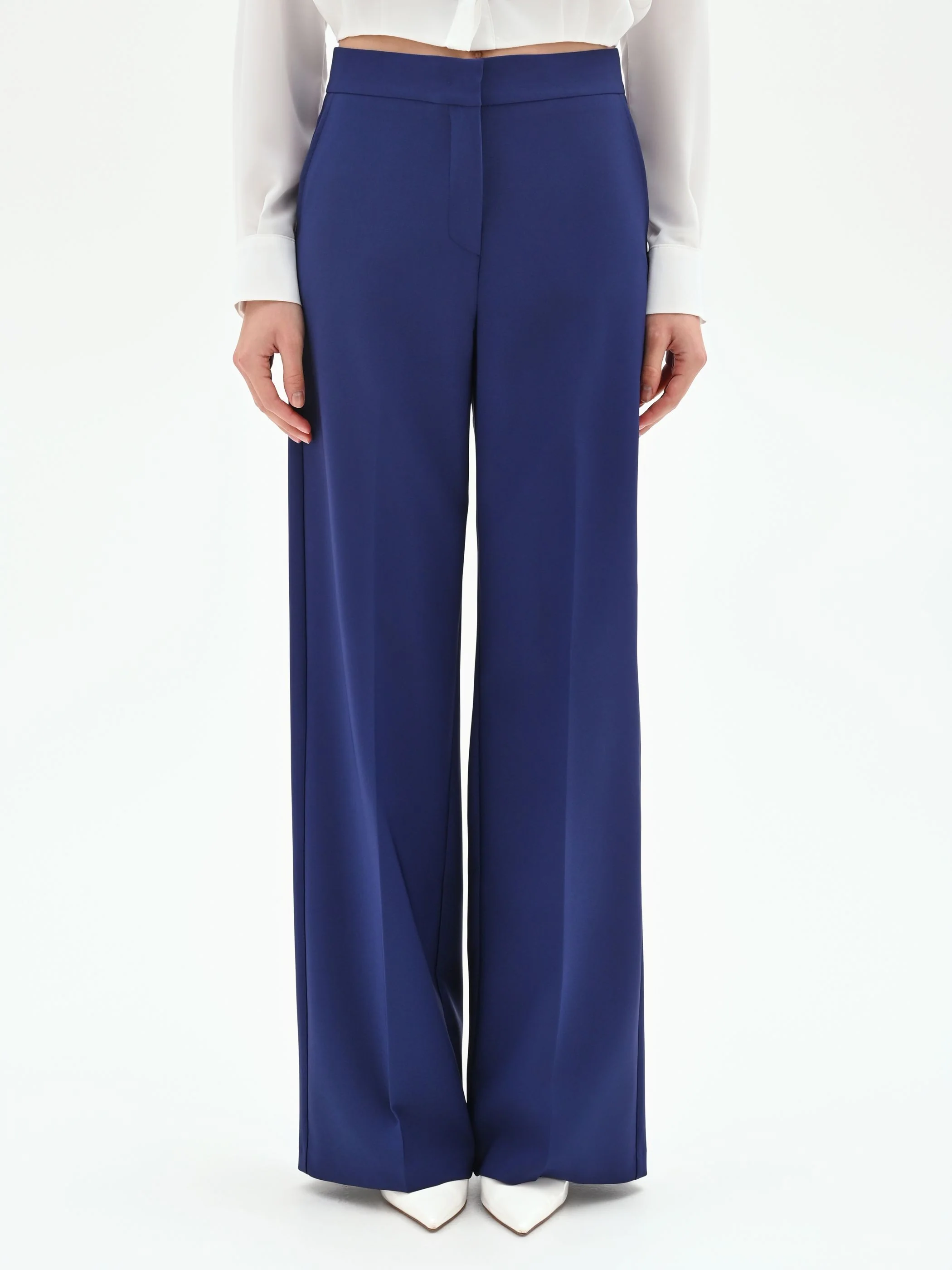 Pantalone Studio a palazzo in tessuto tecnico blu indaco - Image 3