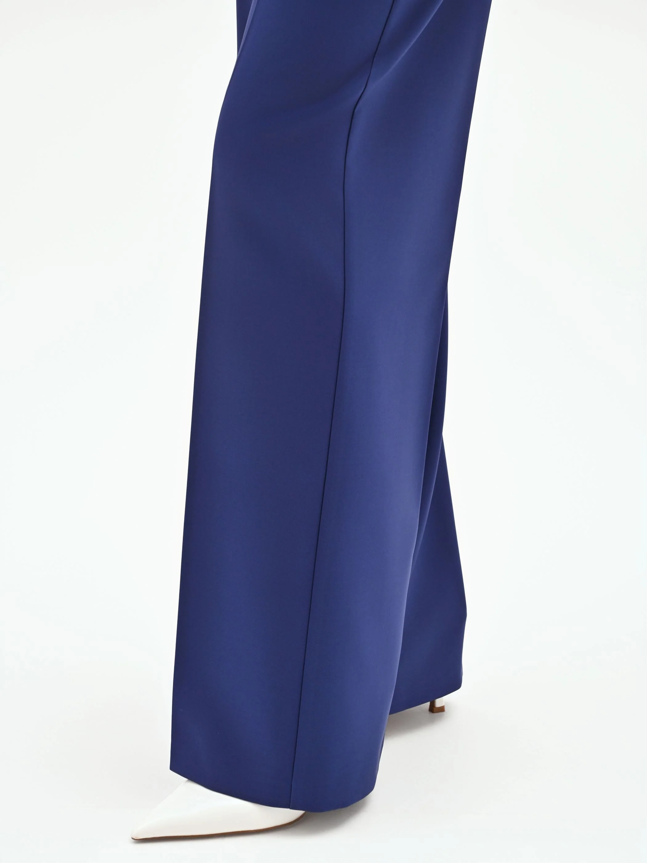 Pantalone Studio a palazzo in tessuto tecnico blu indaco - Image 4