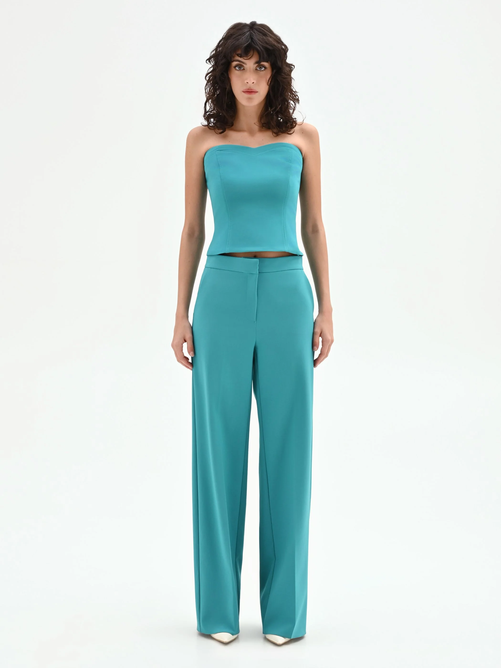 Pantalone Studio a palazzo verde smeraldo