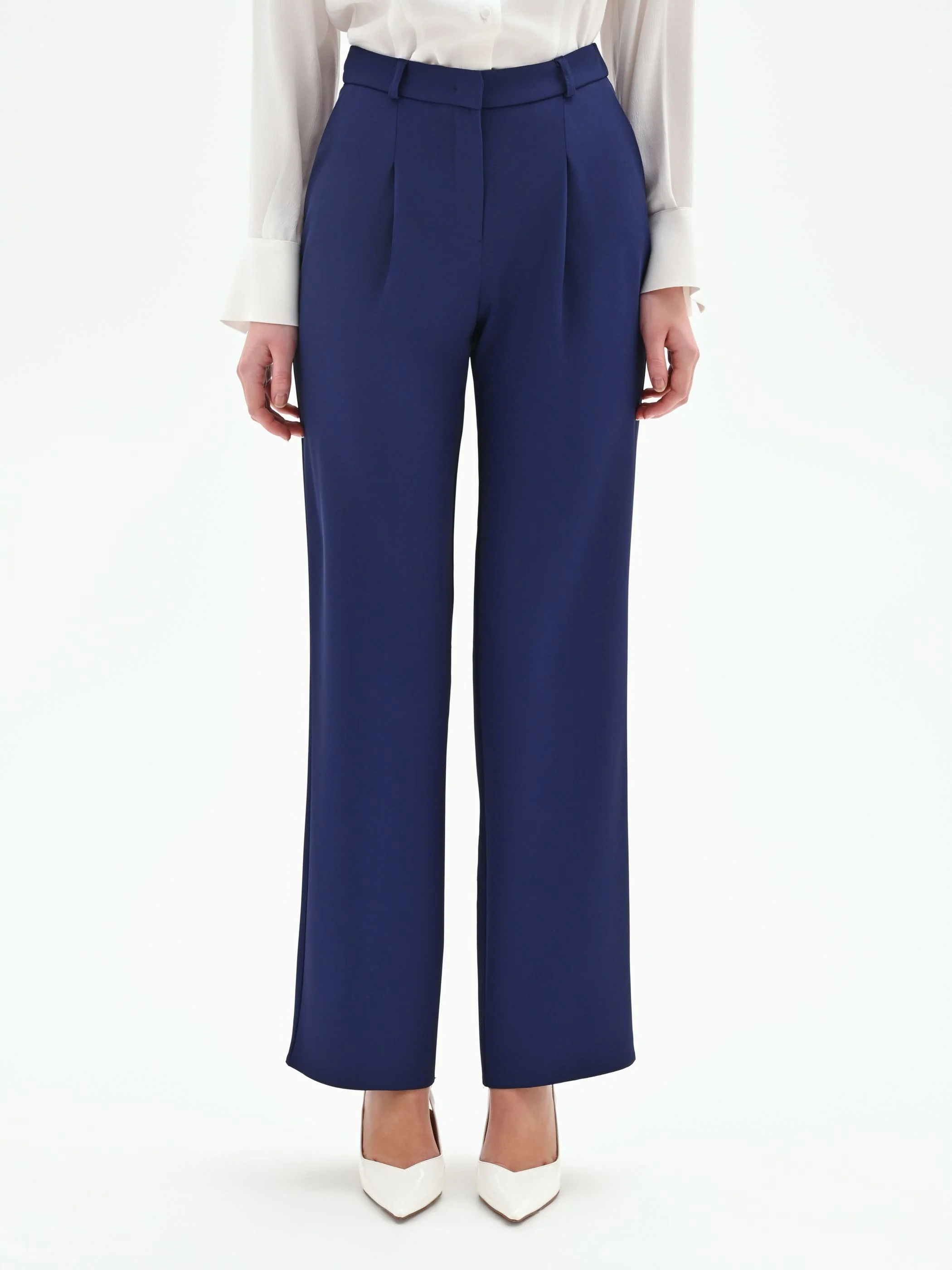 Pantalone Studio con pinces e vita alta in cadi blu indaco - Image 5