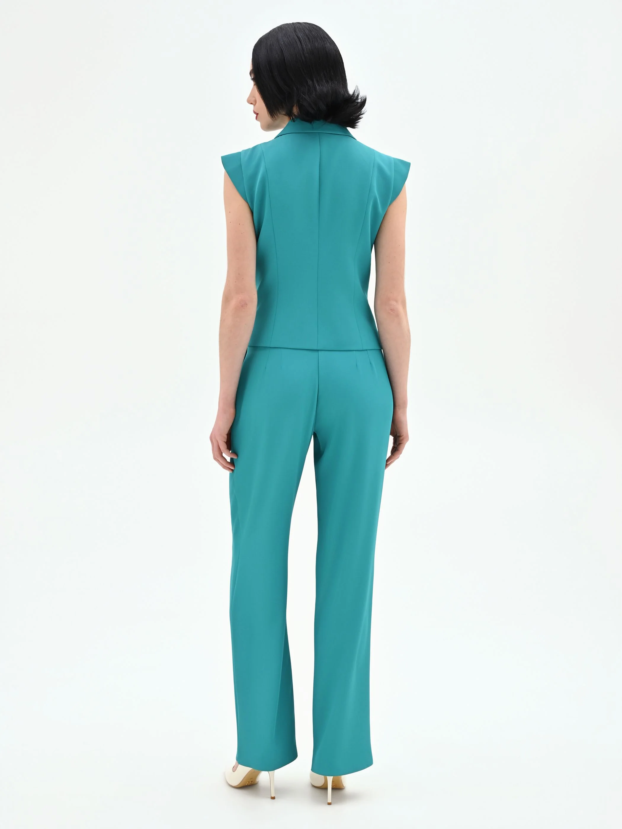 Pantalone Studio con pinces in cadi verde smeraldo - Image 3