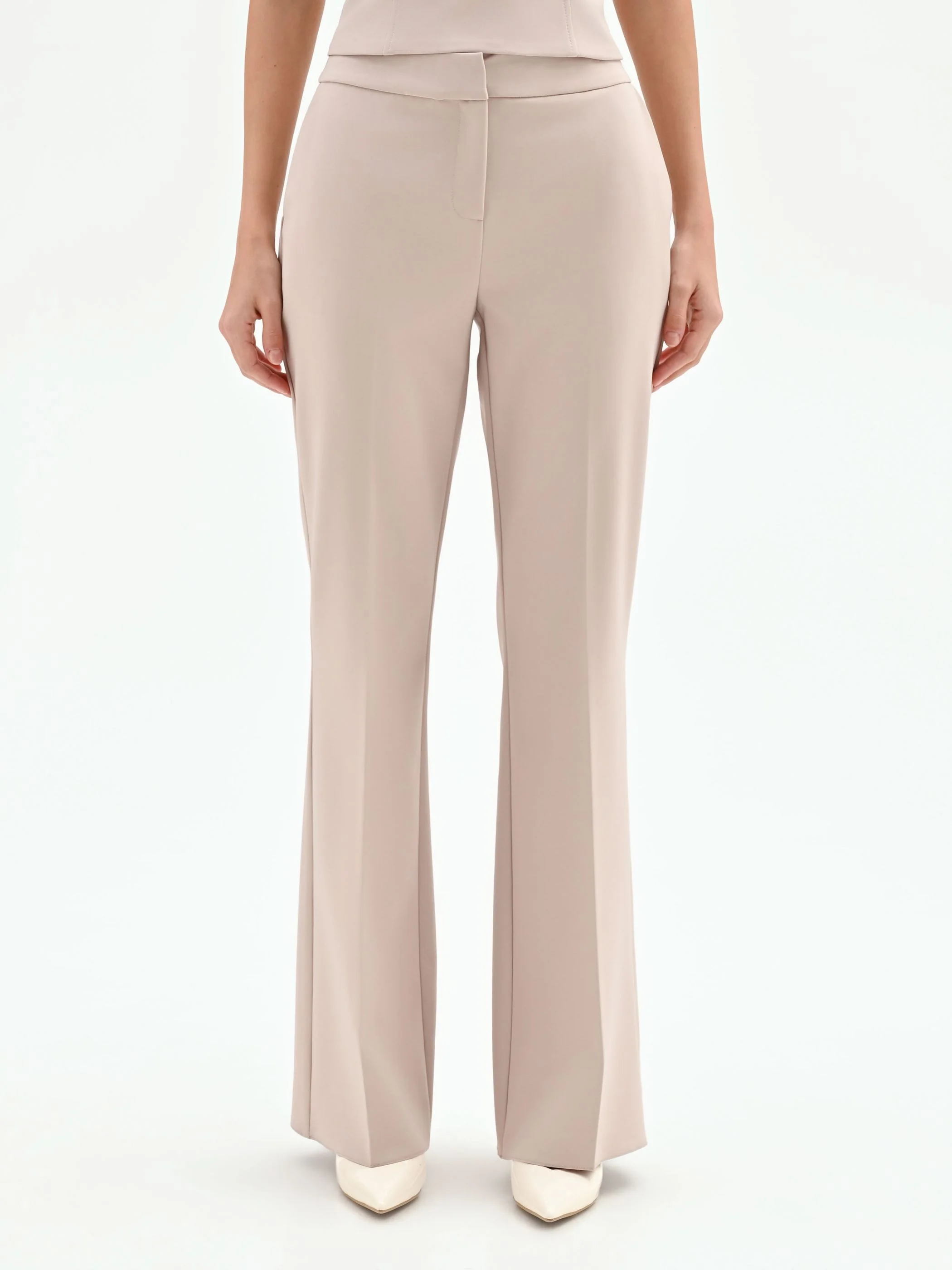 Pantalone studio tortora beige mid flared - Image 2