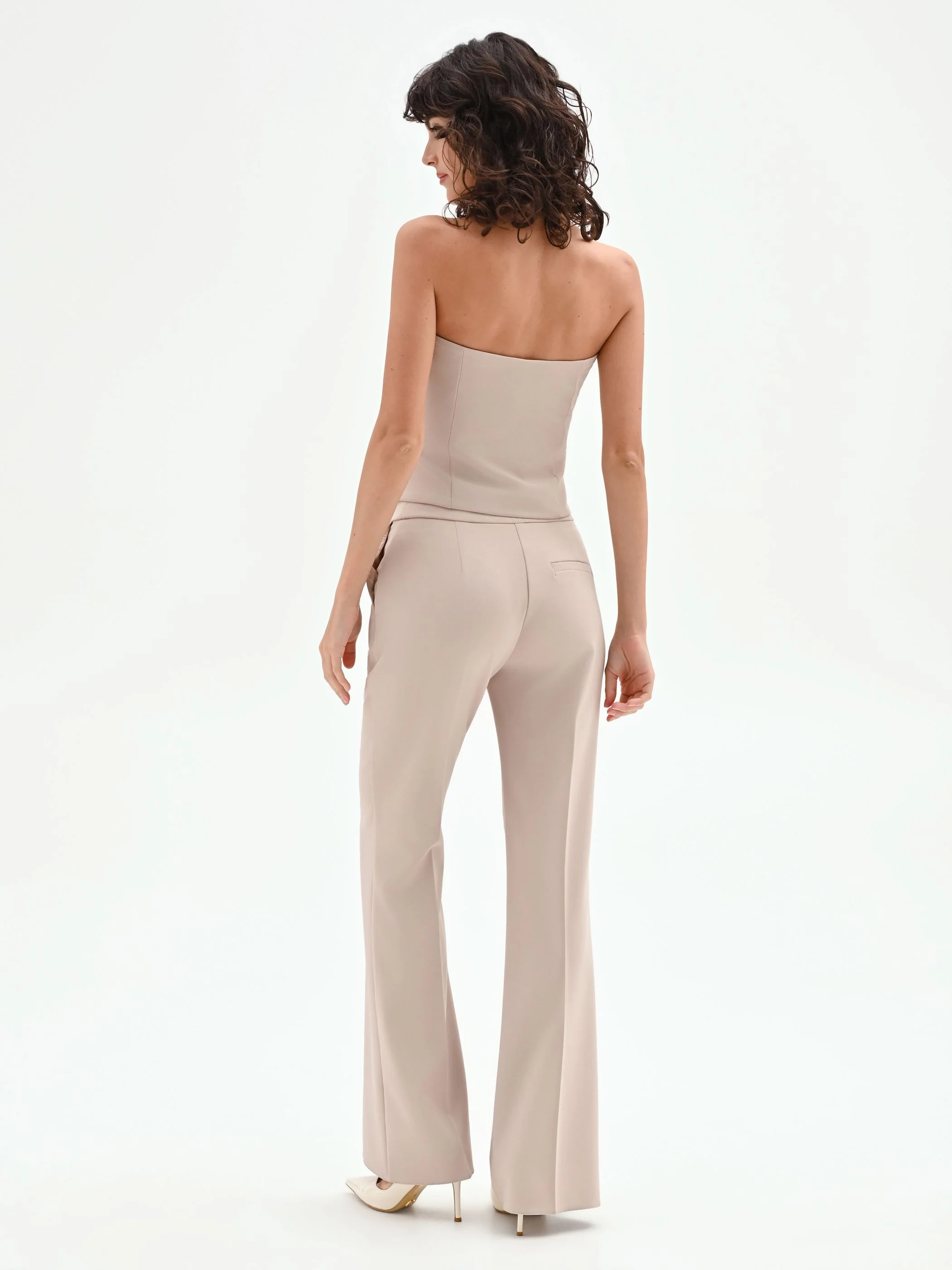 Pantalone studio tortora beige mid flared - Image 3