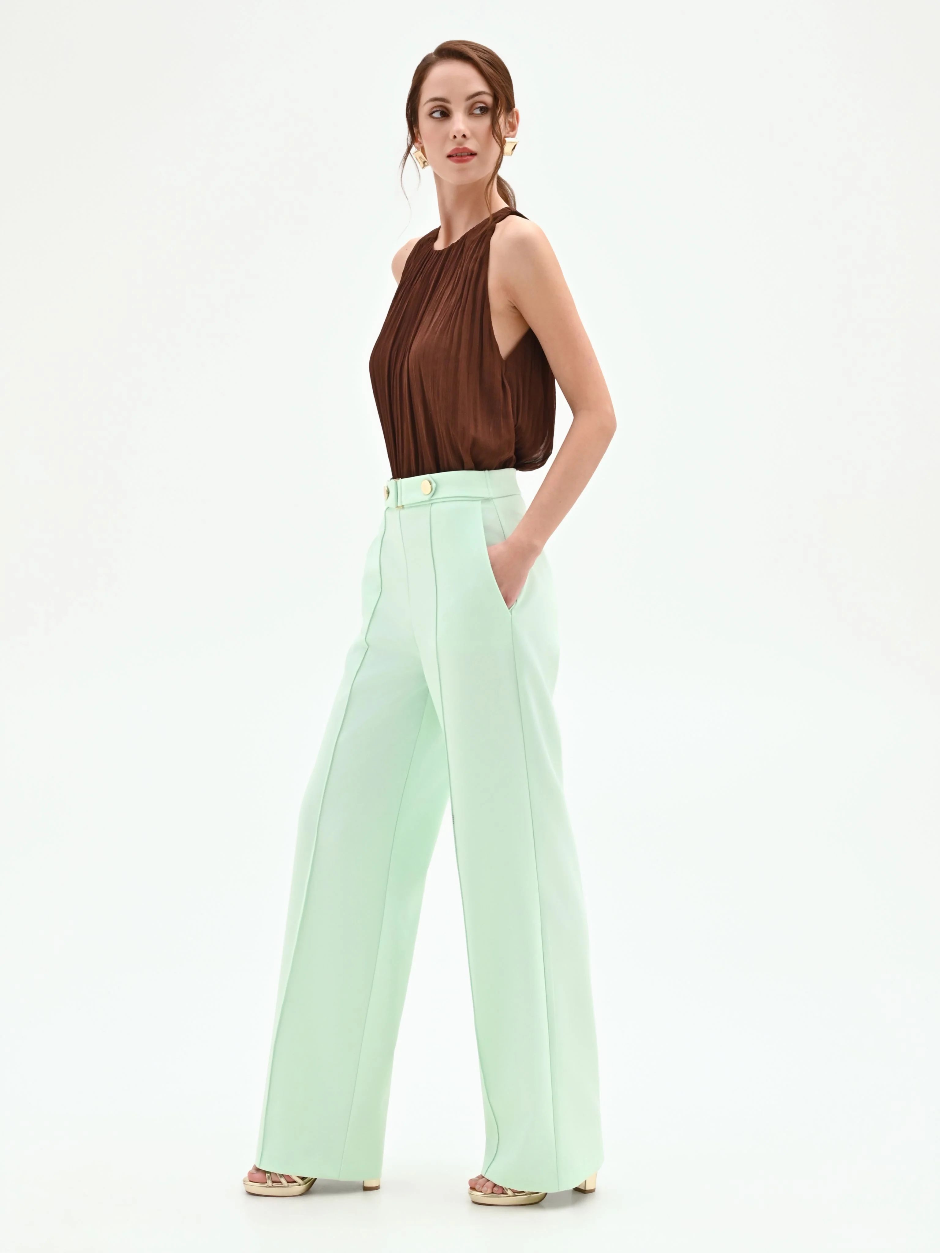 Pantalone verde menta a gamba dritta - Image 4