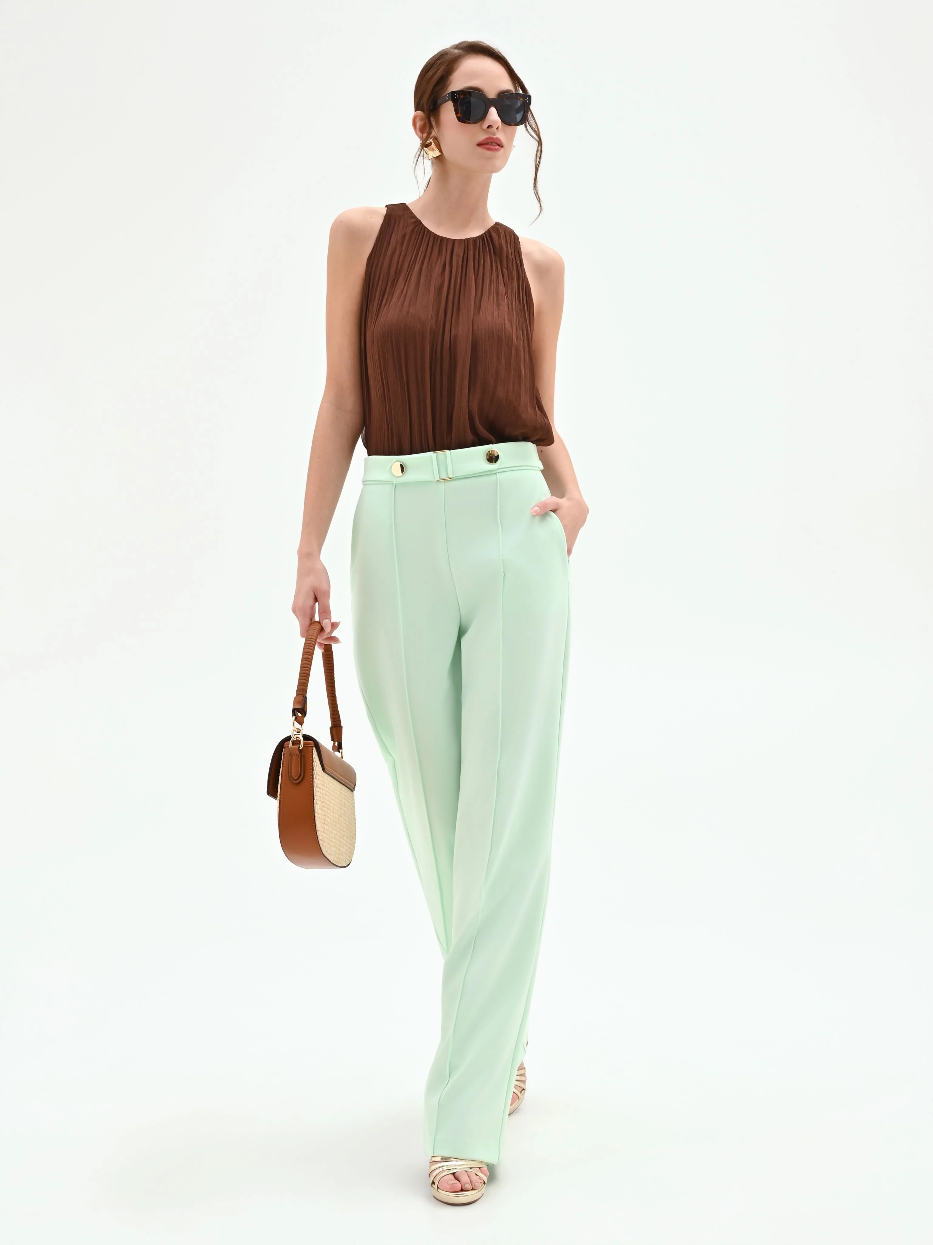Pantalone verde menta a gamba dritta - Image 7