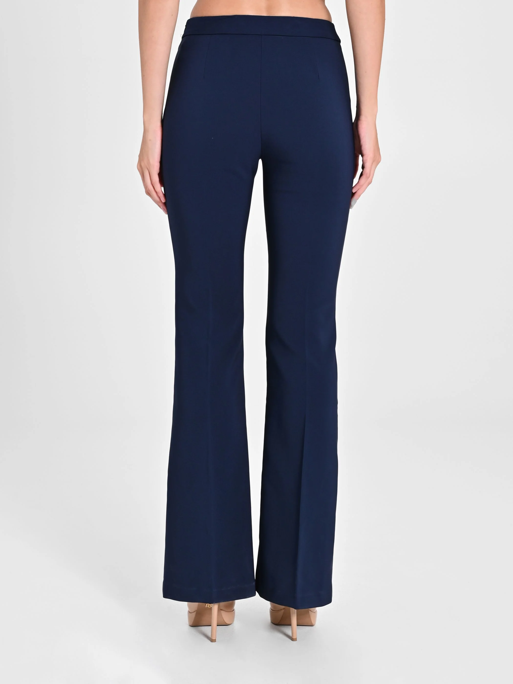 Pantaloni a zampa blu in tessuto tecnico - Image 2