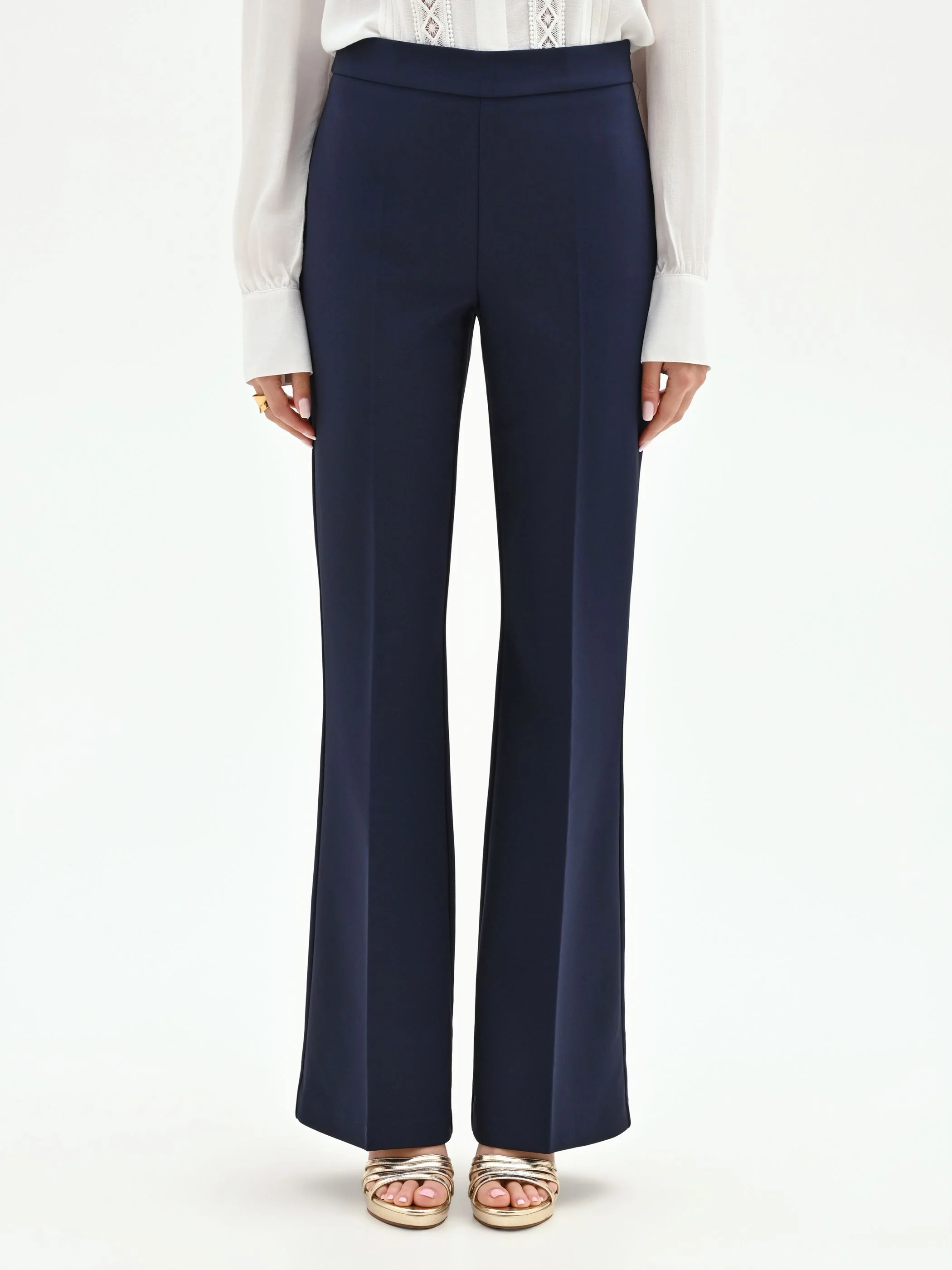 Pantaloni a zampa blu in tessuto tecnico - Image 4