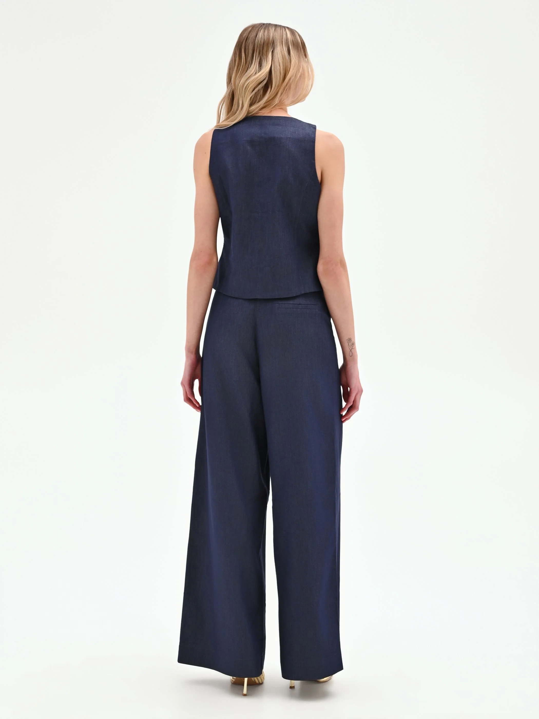 Pantaloni jeans palazzo blu - Image 5