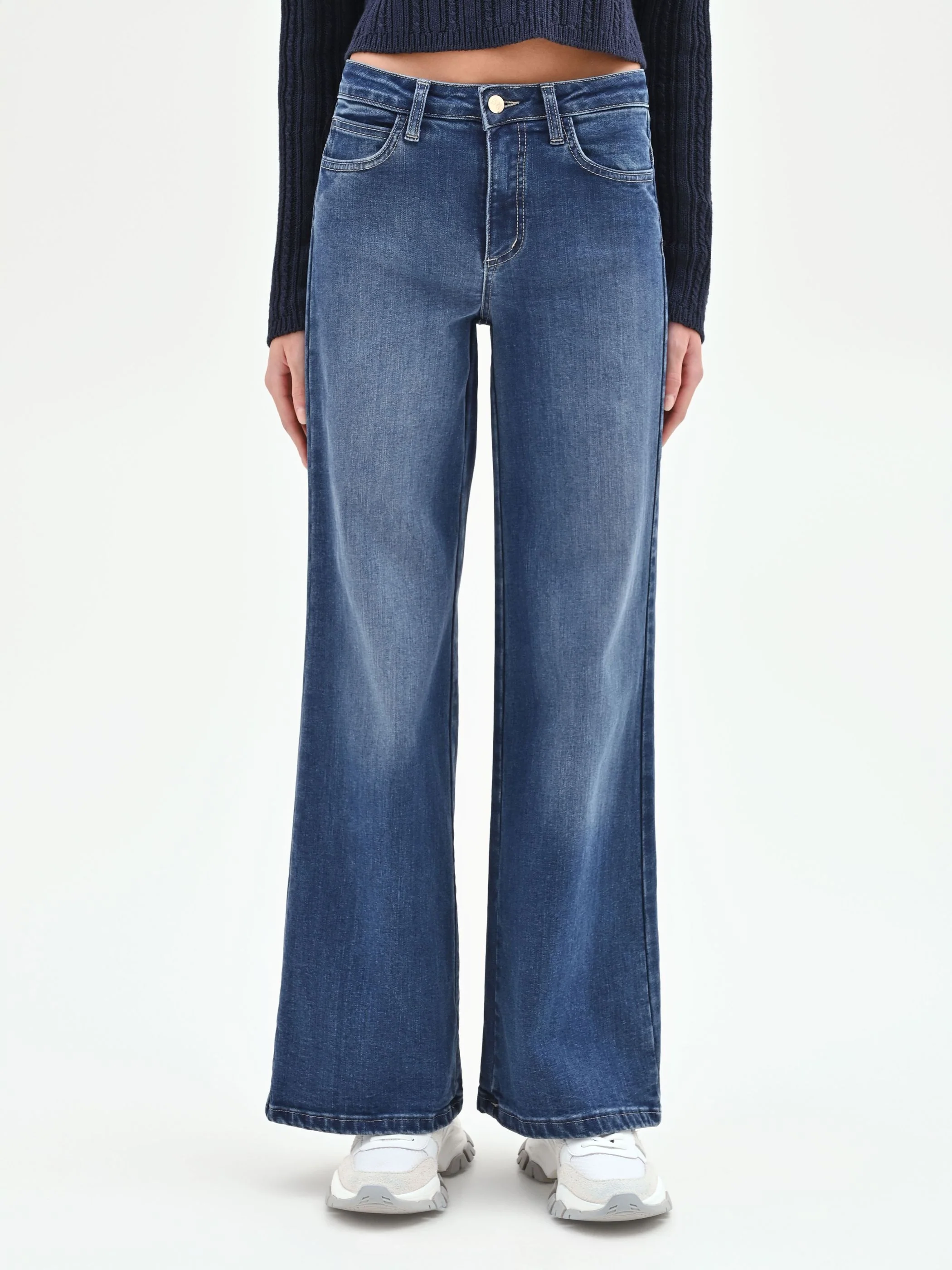 Pantaloni Jeans Wide Leg Blu - Image 3