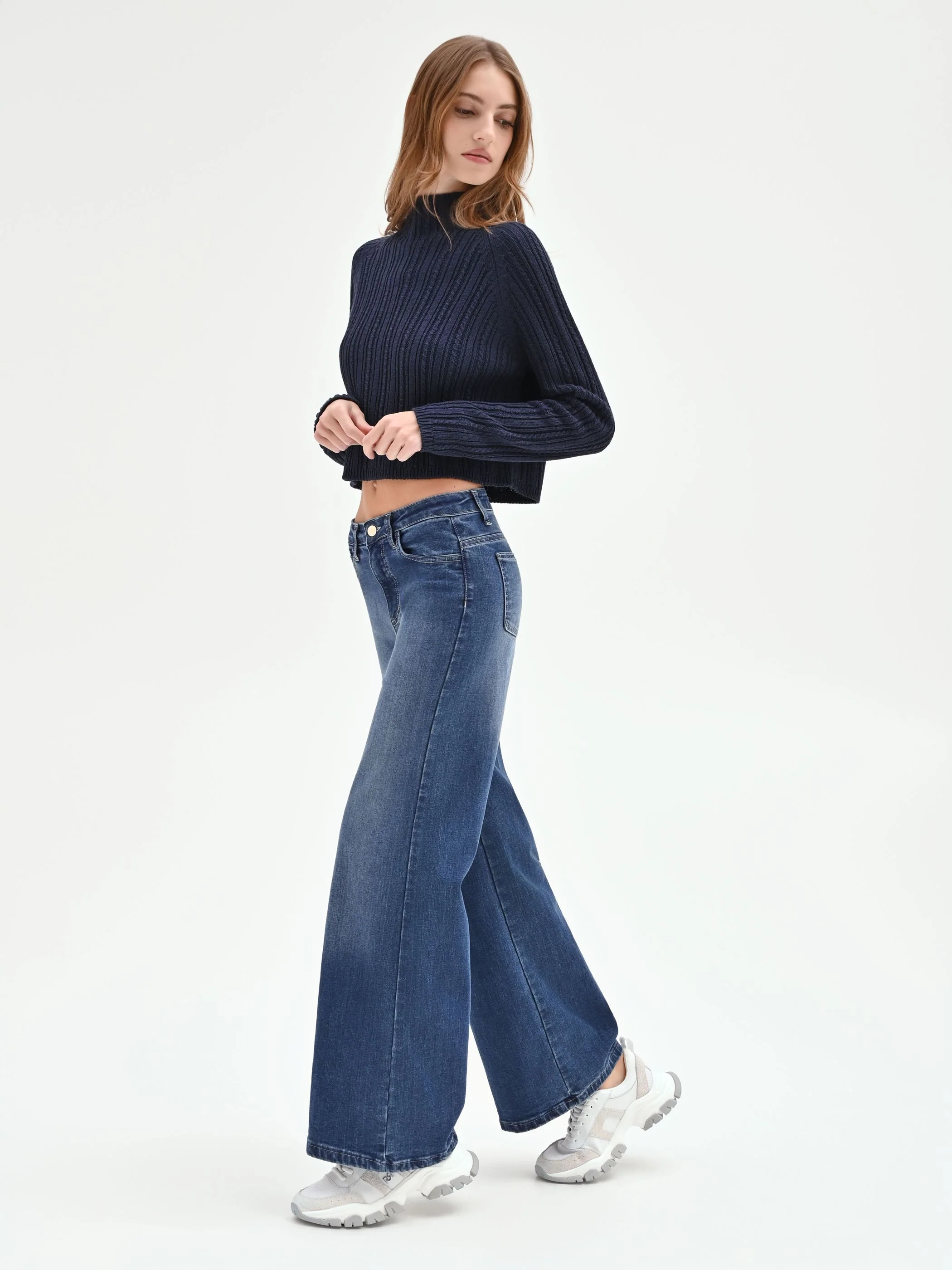 Pantaloni Jeans Wide Leg Blu - Image 4