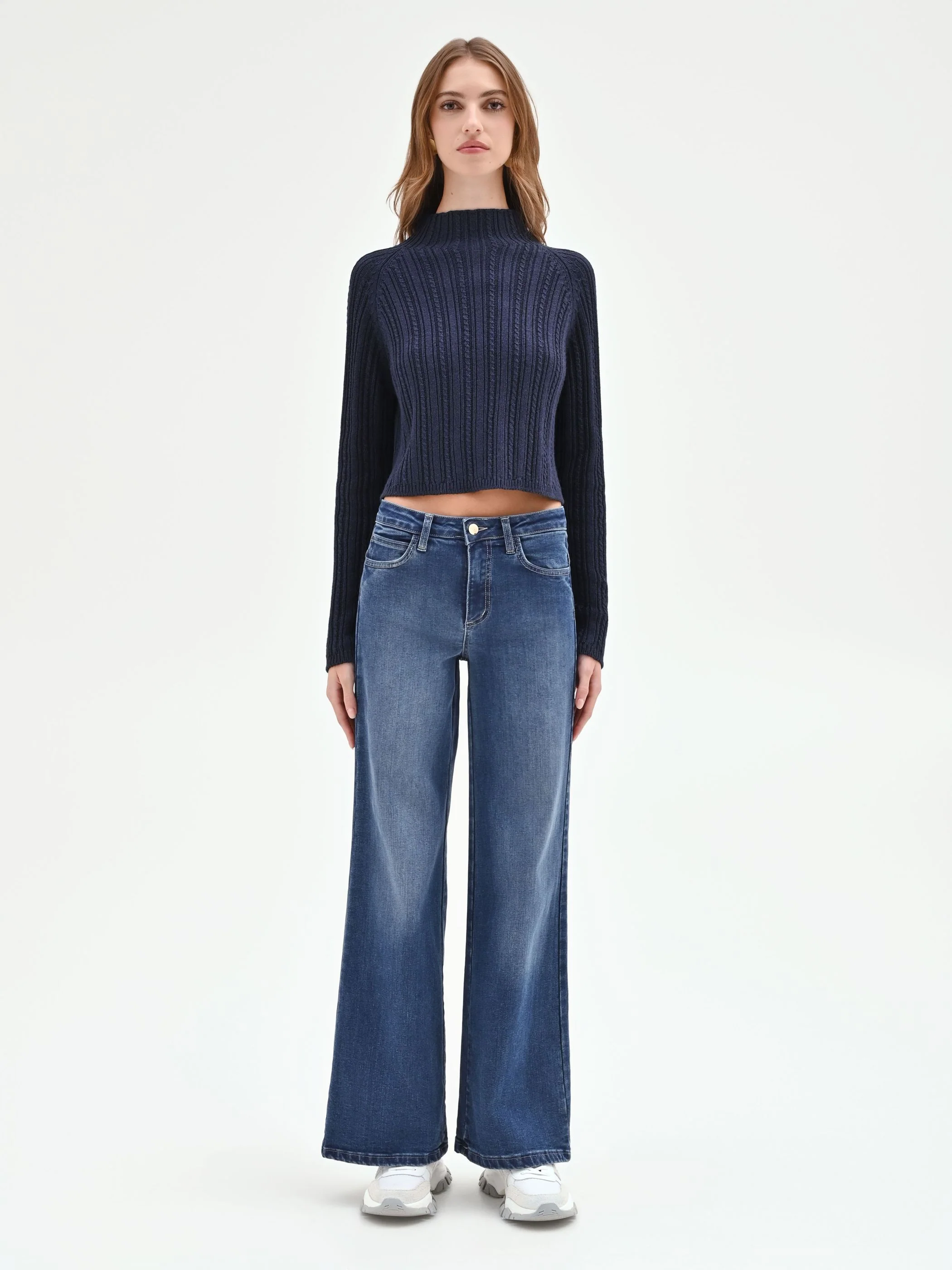 Pantaloni Jeans Wide Leg Blu - Image 5