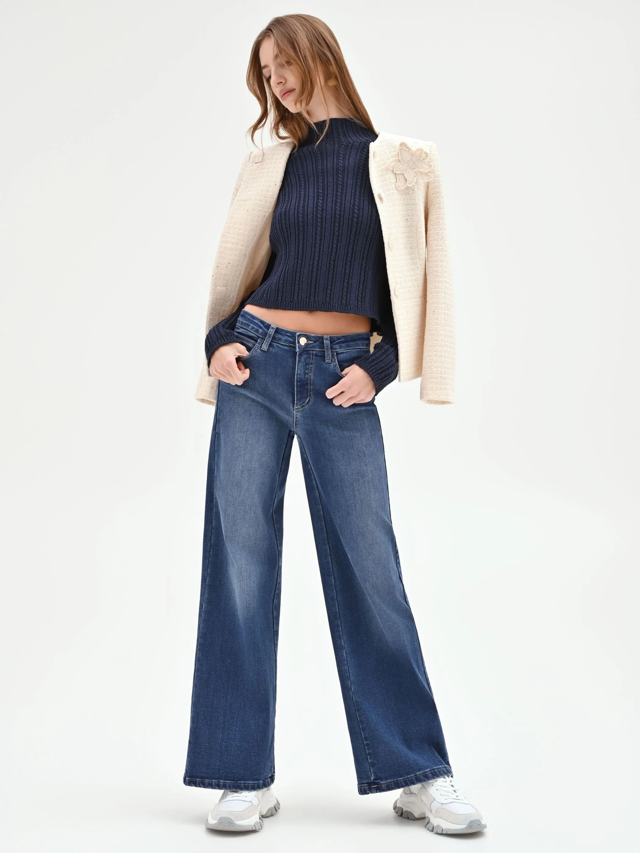 Pantaloni Jeans Wide Leg Blu - Image 7