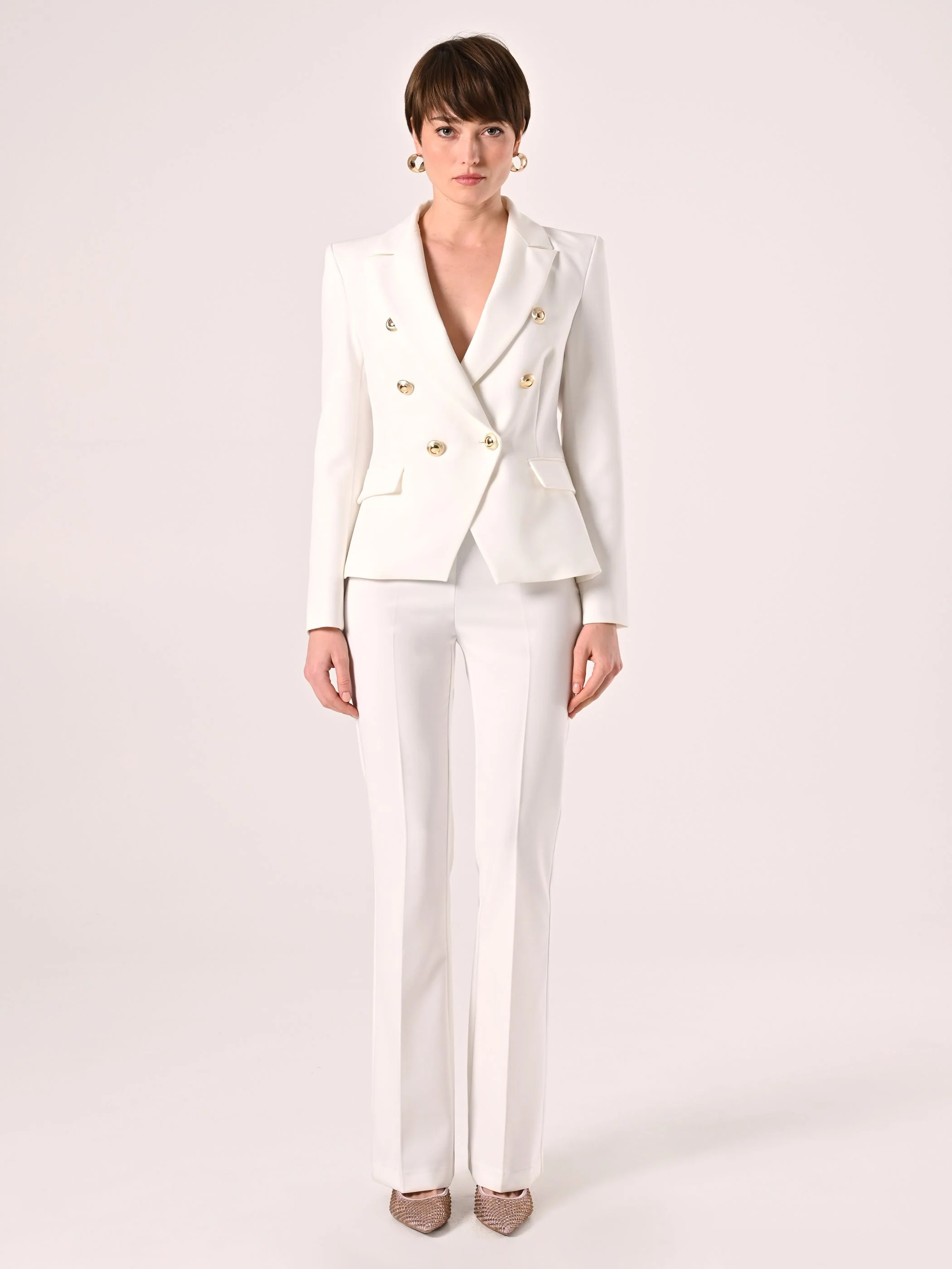 Pantaloni Mid Flared in Tessuto Tecnico Bianco - Image 4