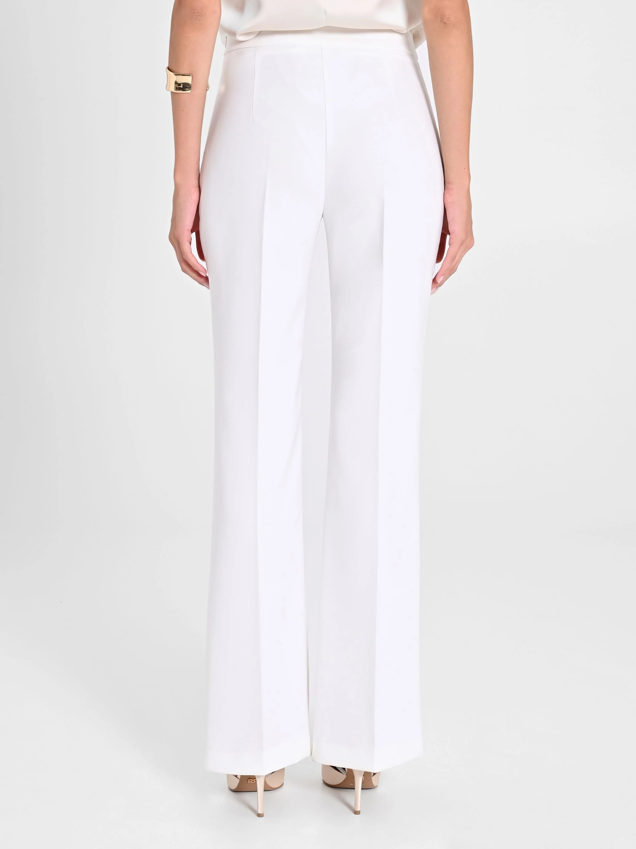 Pantaloni Mid Flared in Tessuto Tecnico Bianco - Image 5