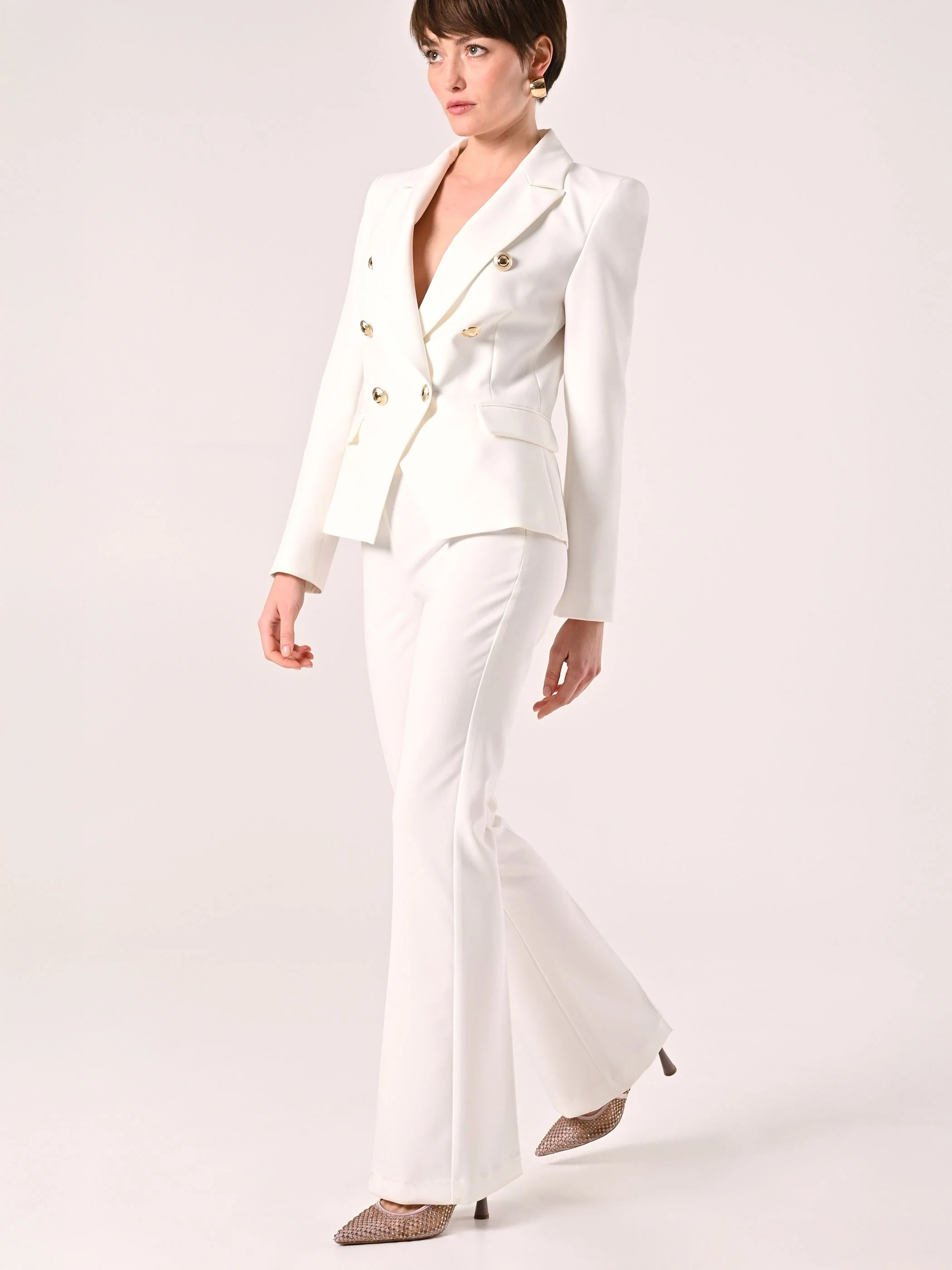 Pantaloni Mid Flared in Tessuto Tecnico Bianco - Image 6